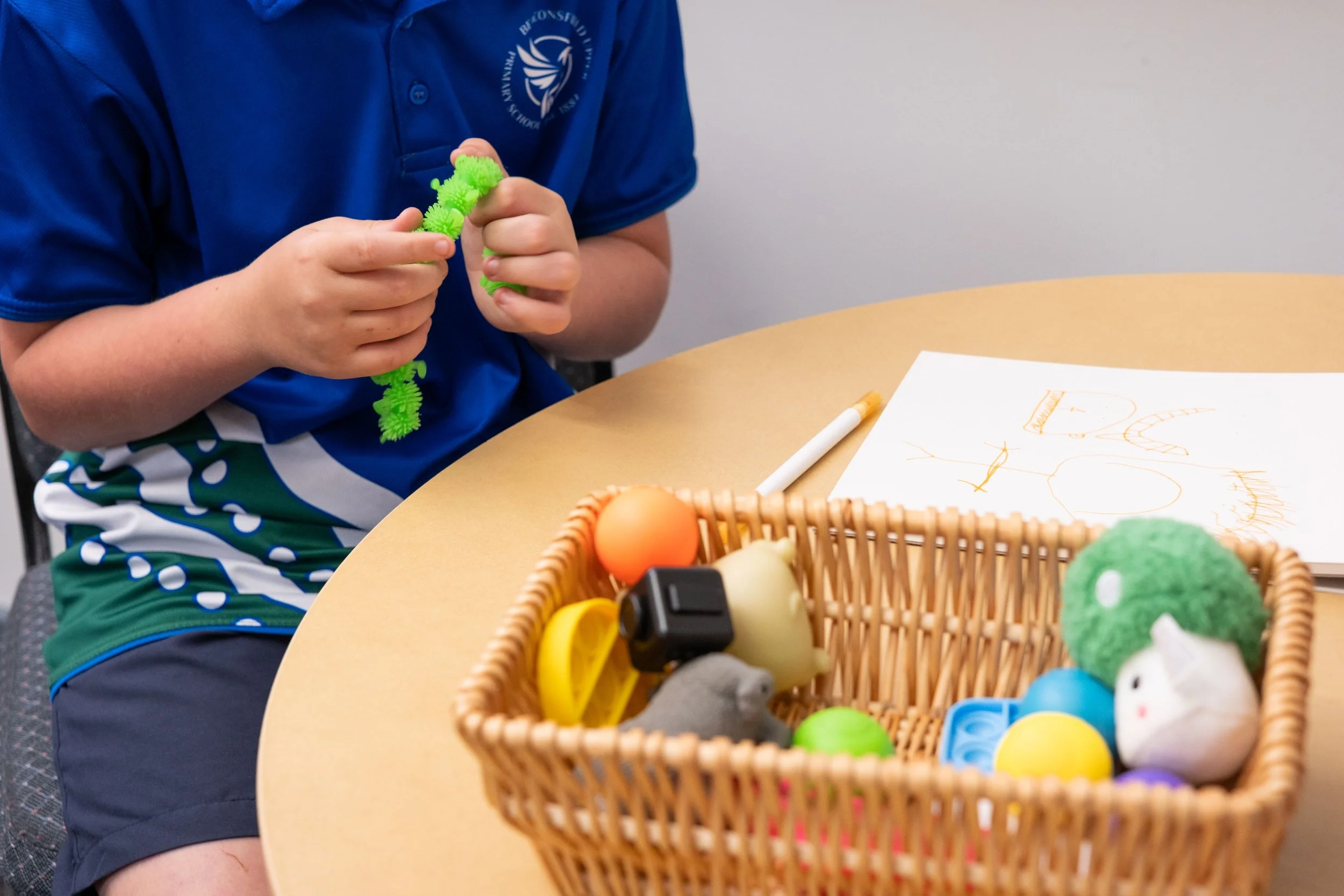 student using sensory tools in counselling session