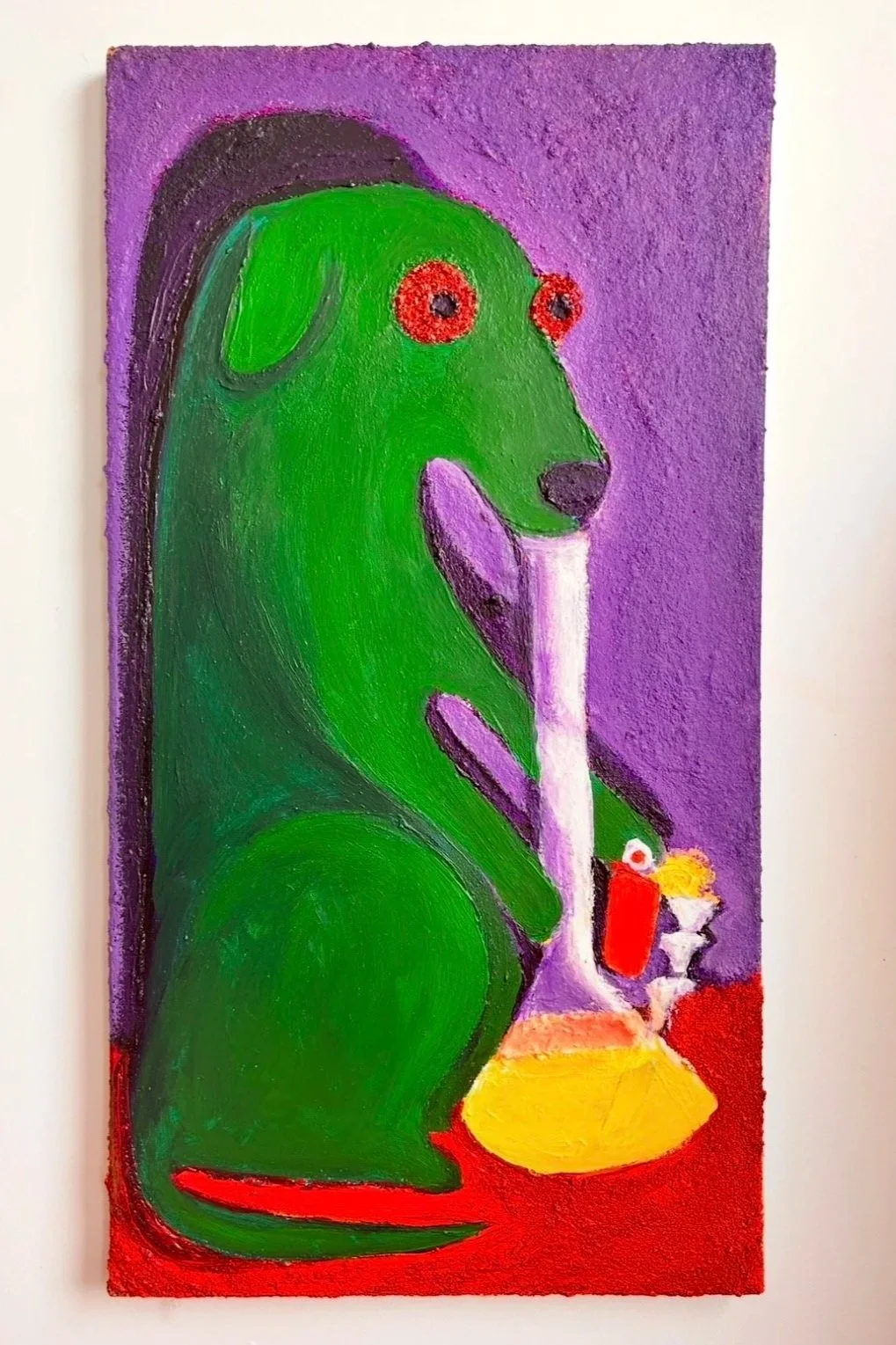 Dog and Bong 2
30x16"
Acrylic, glitter, and sand on canvas