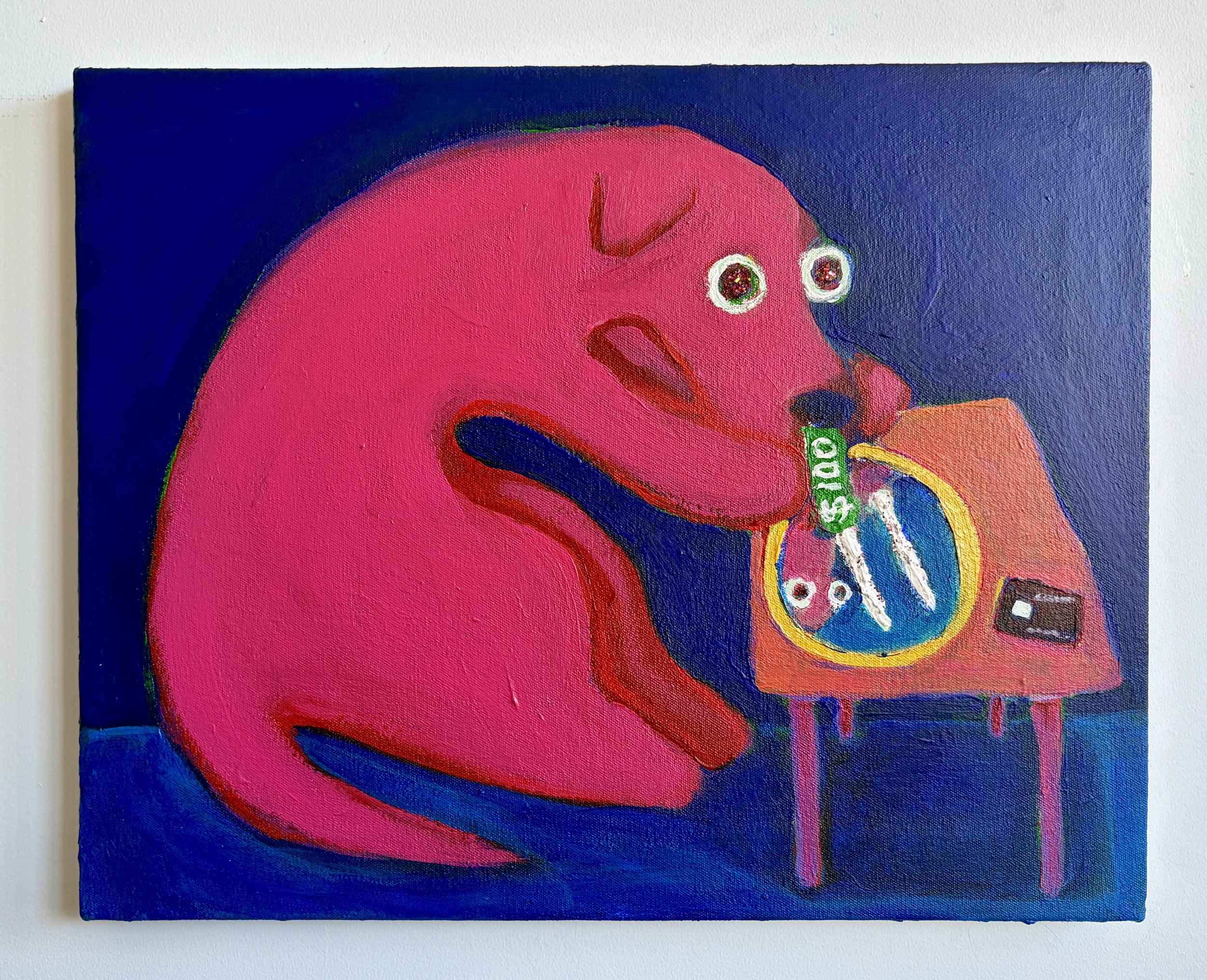 Dog Doing Coke (Commission)
16x20"
Acrylic and glitter on canvas
SOLD