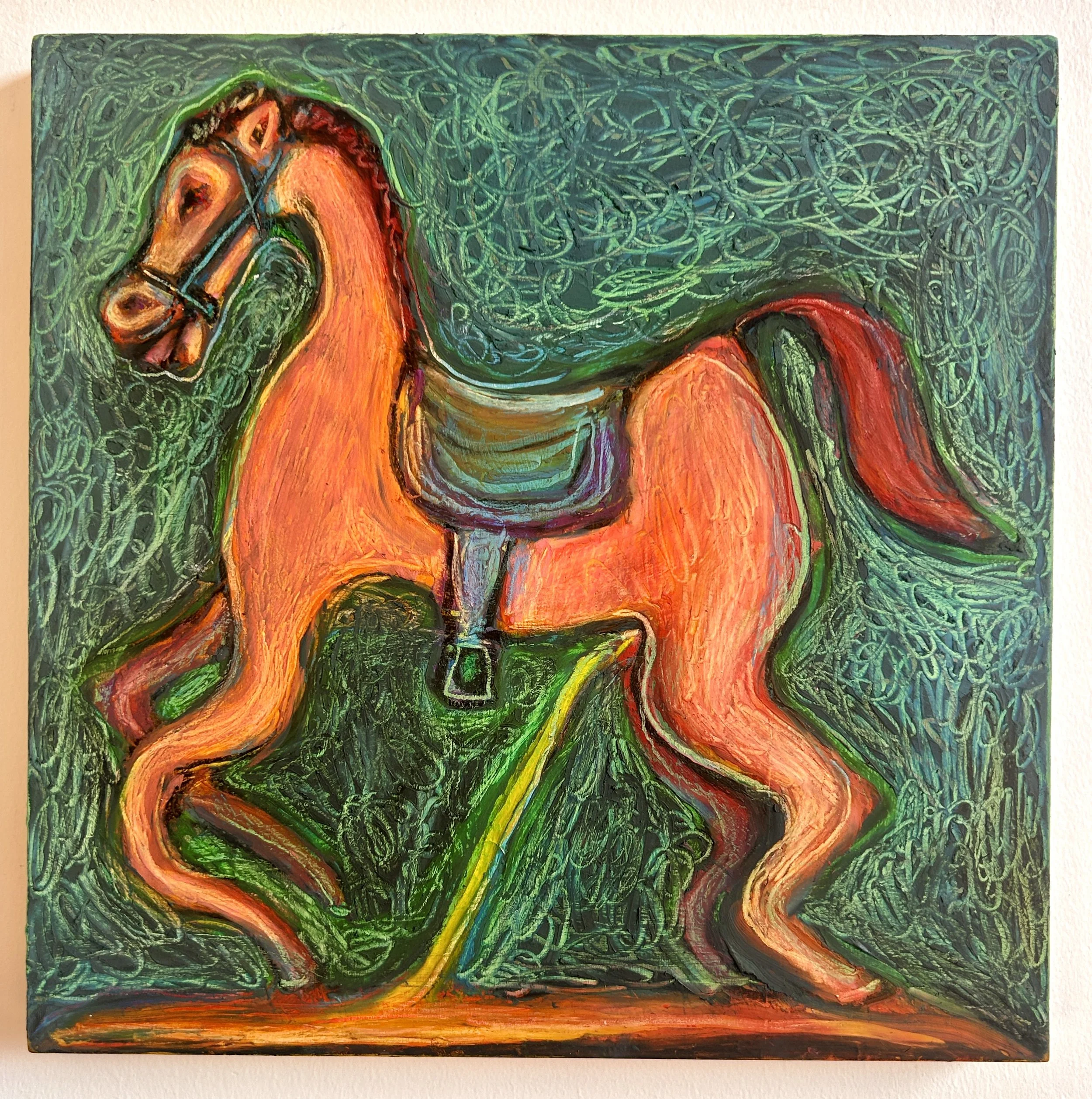 Piss Horse 2
10x10"
Acrylic and oil pastel on panel