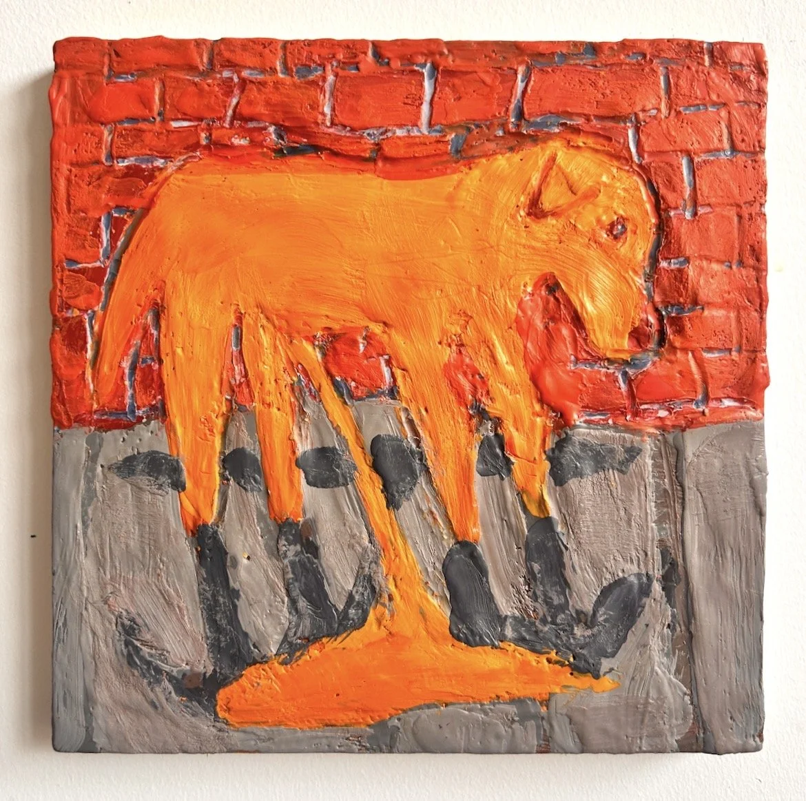 Piss Dog 3
10x10"
Crayon on panel
