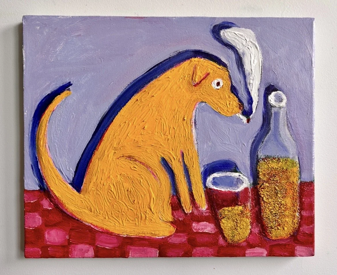 Dog and Drink
14x17"
Acrylic and glitter on canvas