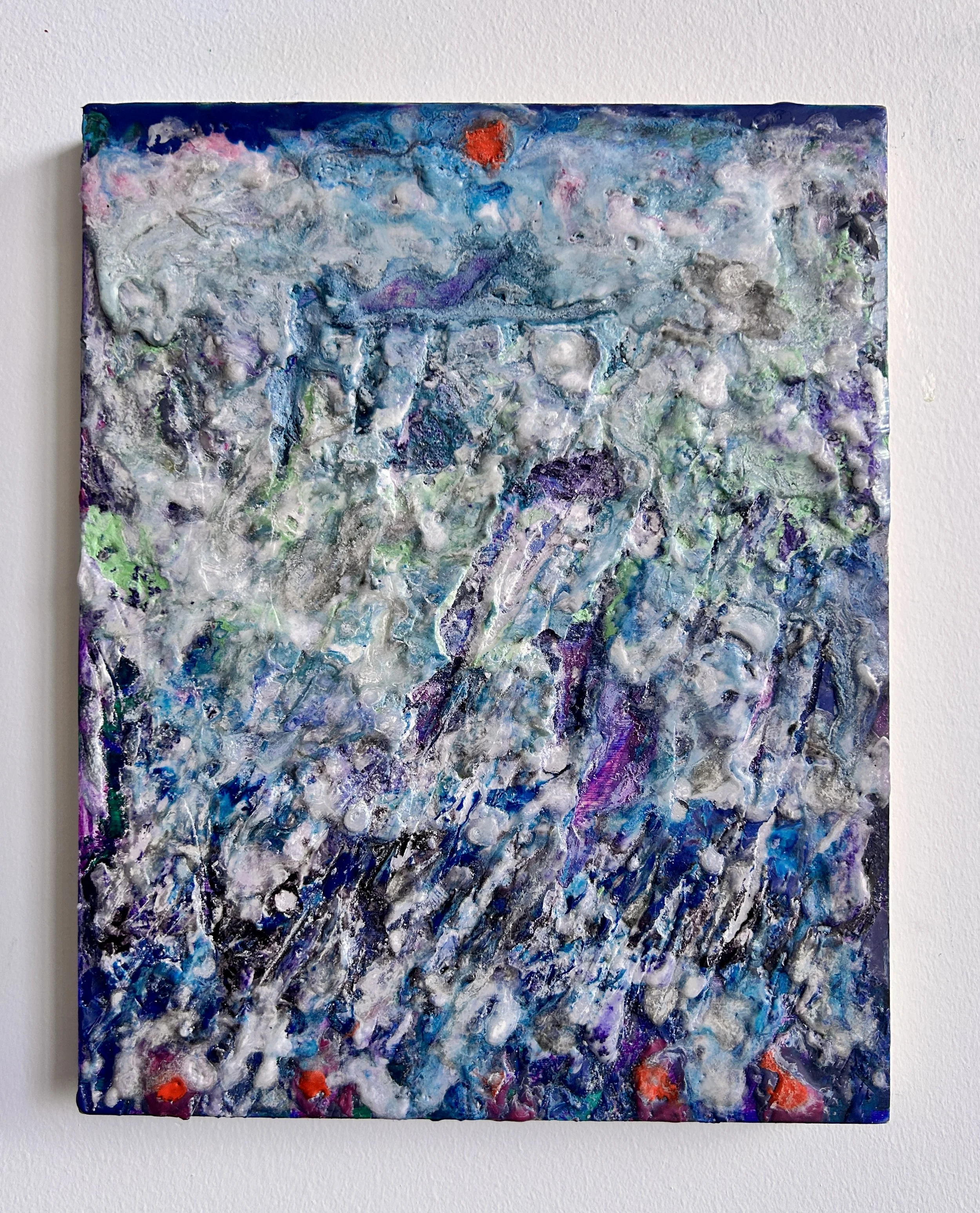Vertical Skyscape
10x8"
Crayon and candle wax on panel