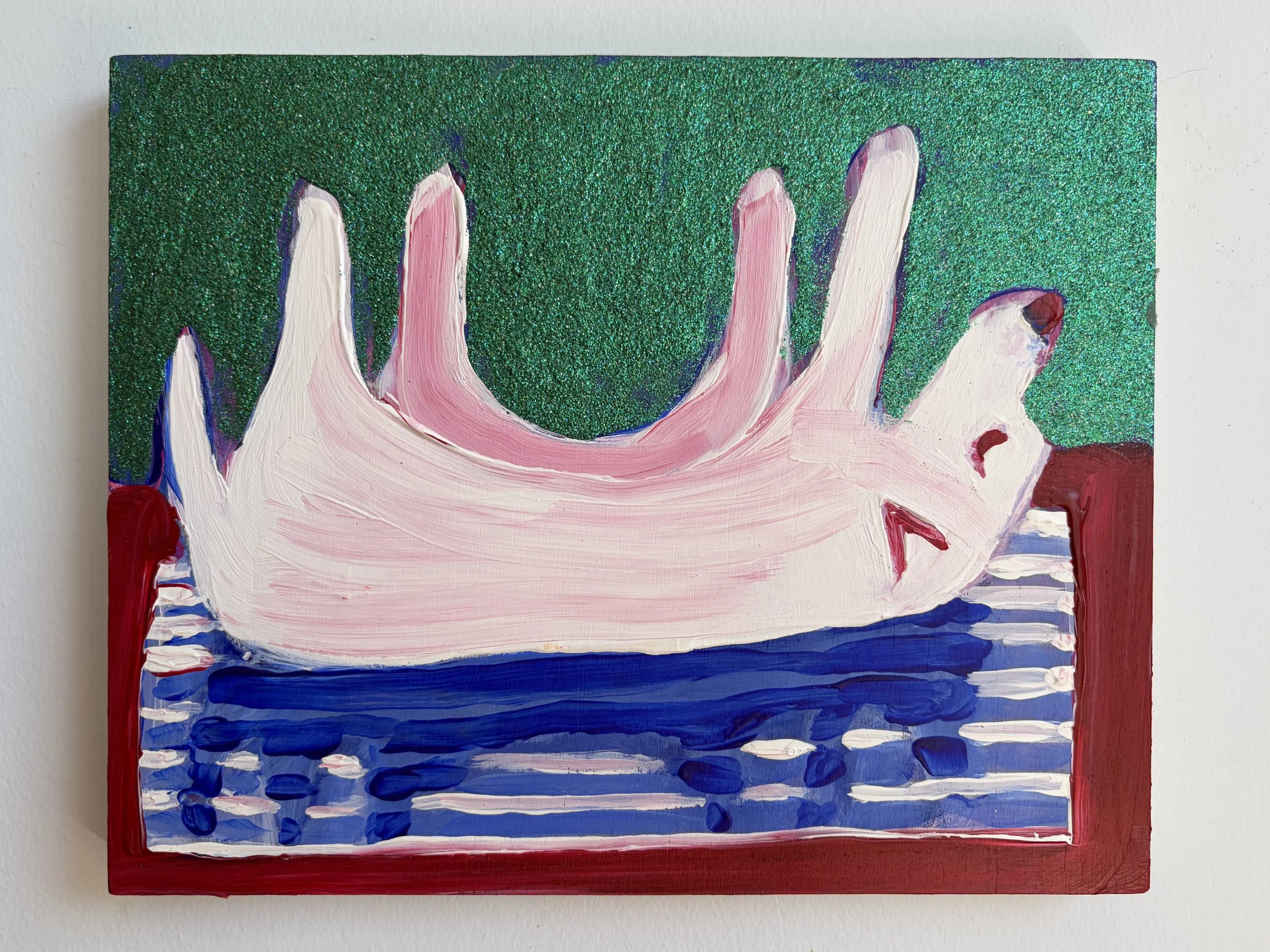 Upside Down Dog
9x12"
Acrylic and glitter on panel