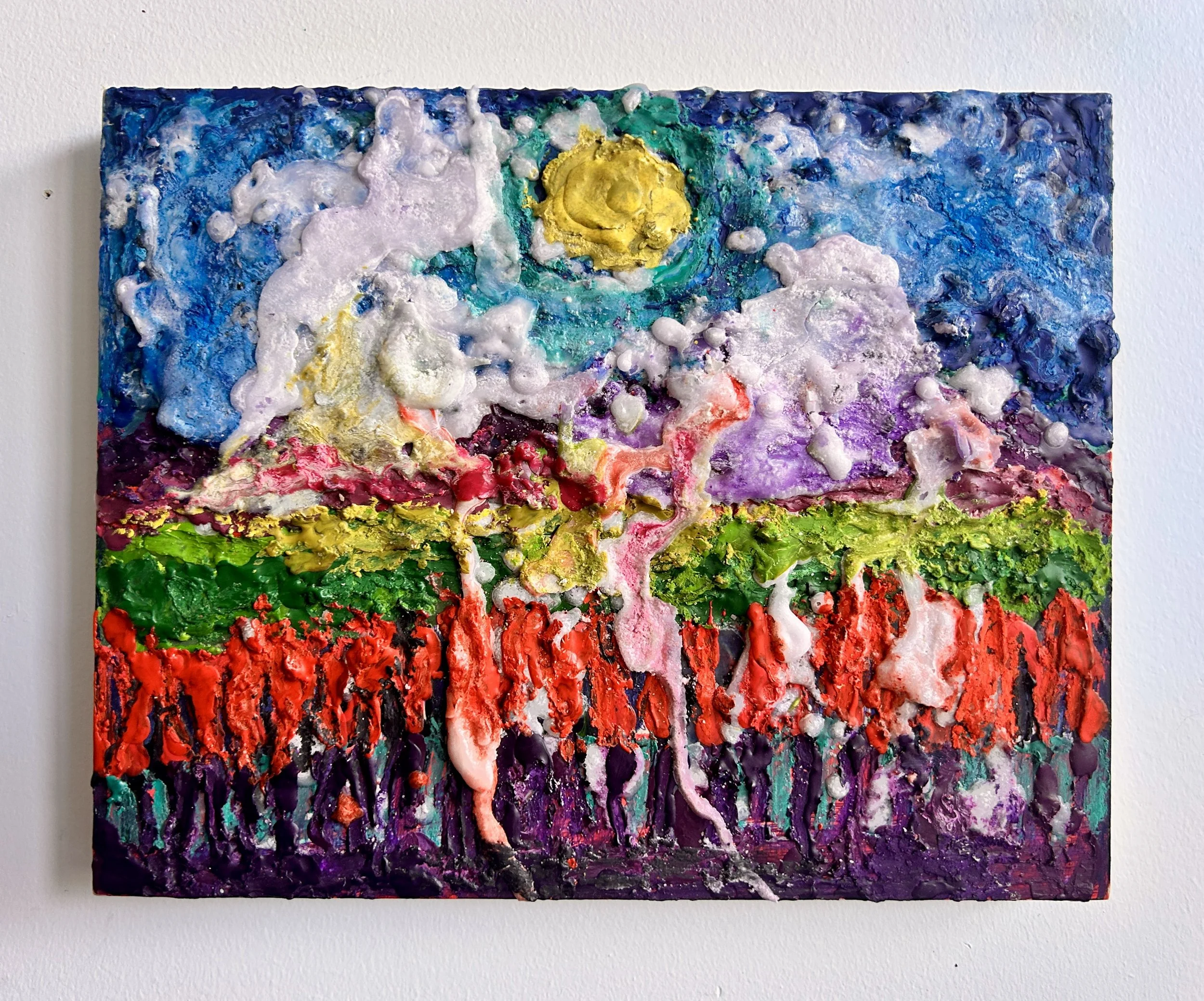 Horizontal Landscape
8x10"
Crayon and candle wax on panel