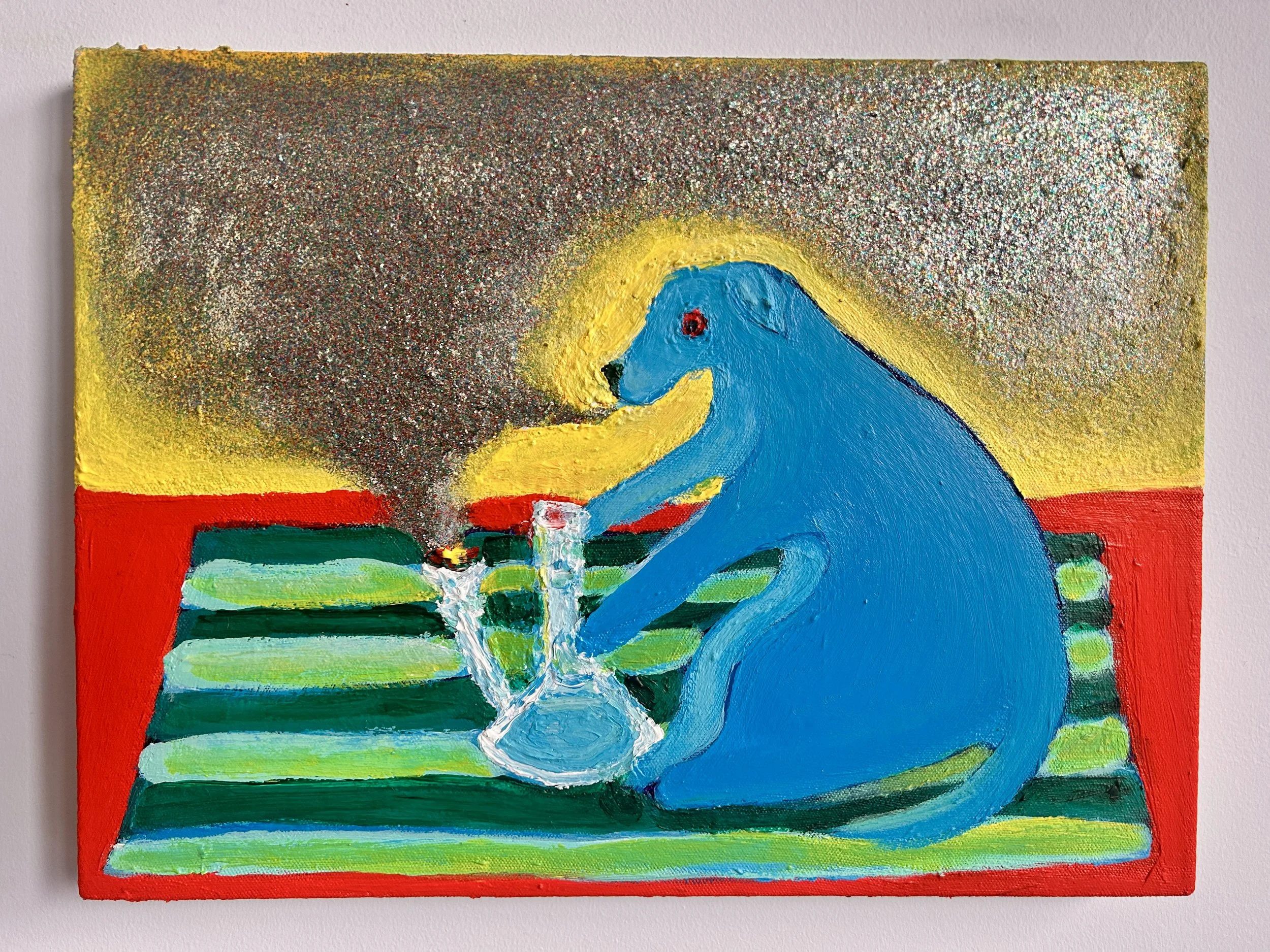 Dog and Bong
12x16"
Acrylic and glitter on canvas