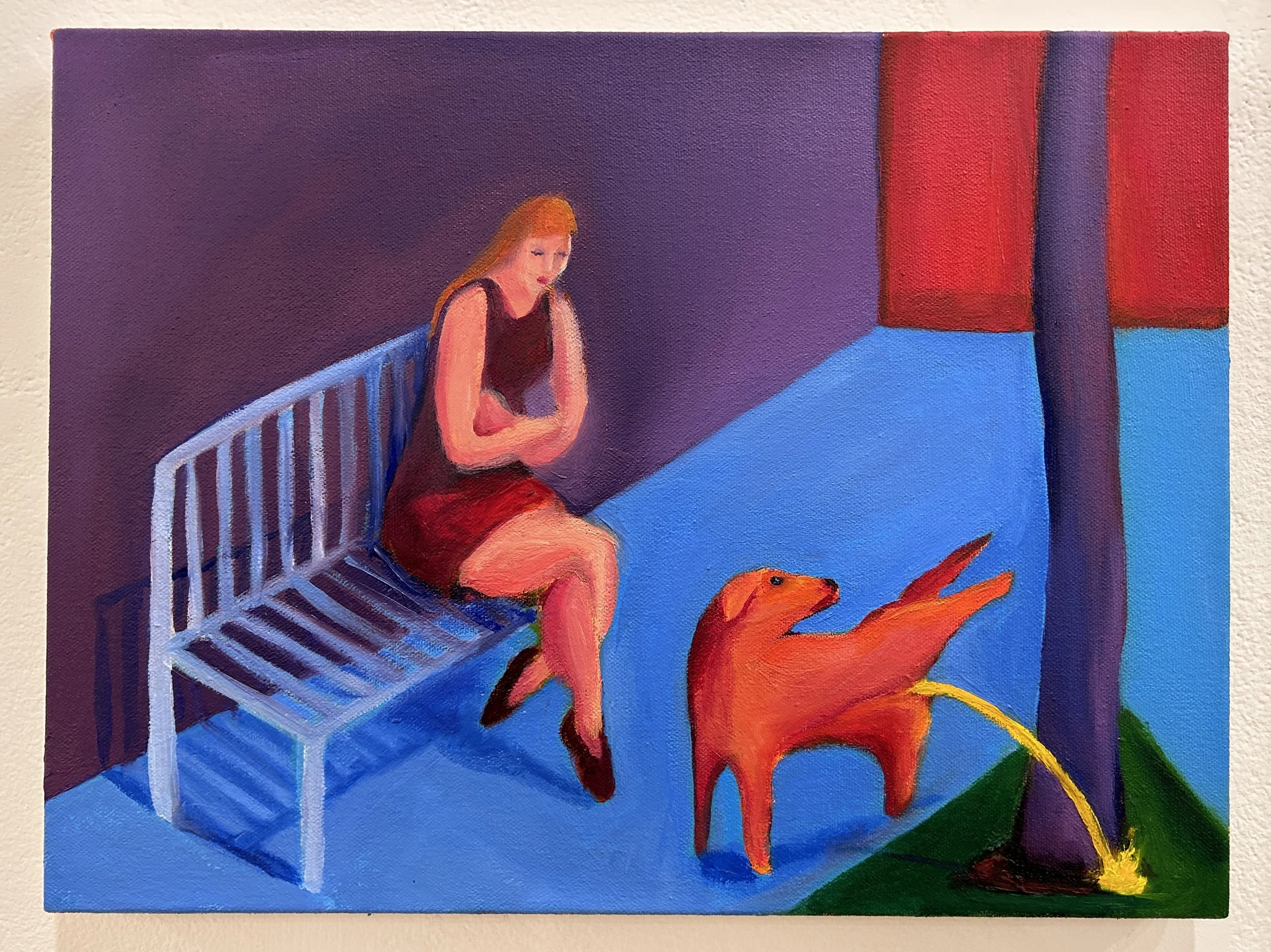 Piss Dog (Bench)
12x16"
Acrylic and oil on canvas