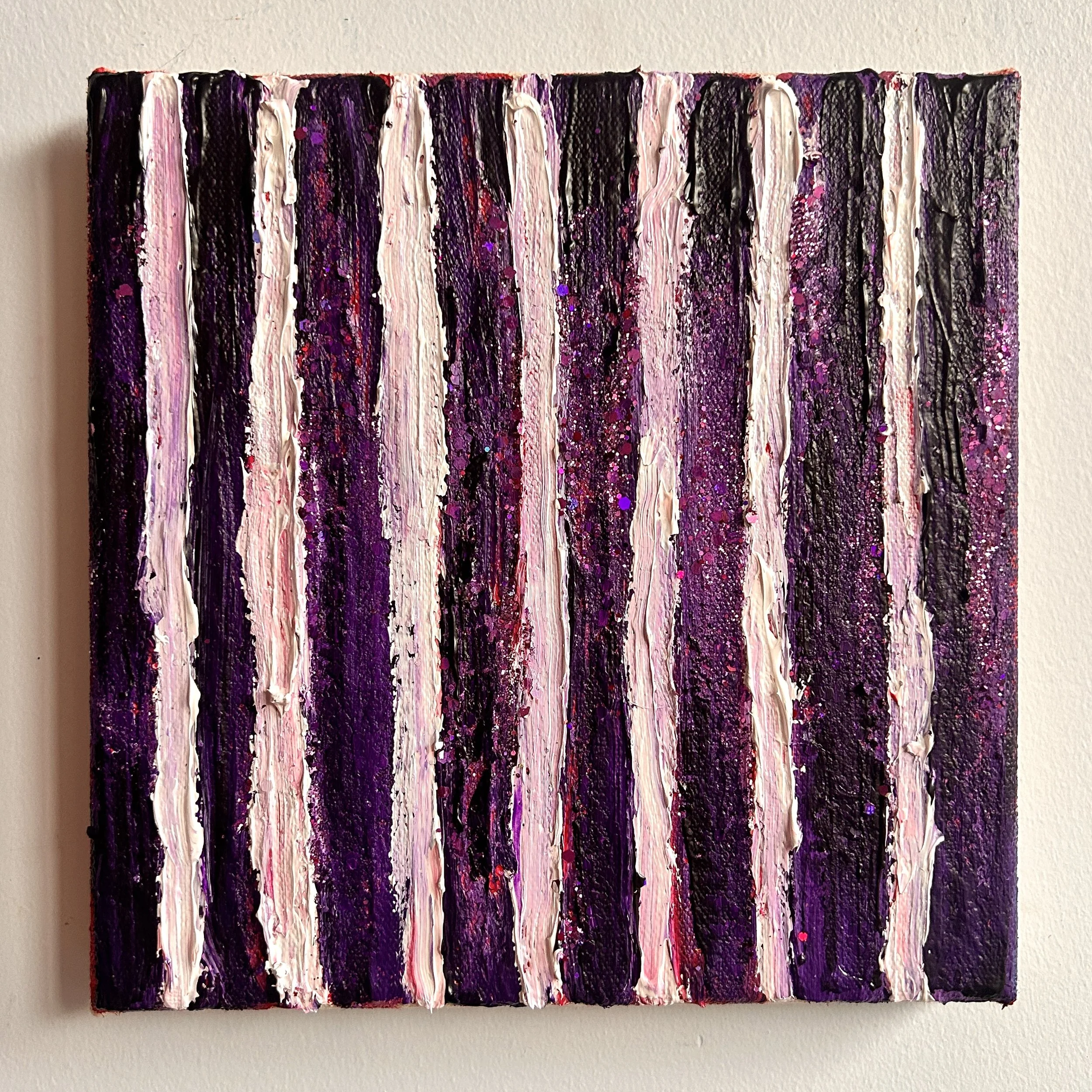 Vertical Stripes 1
8x8"
Acrylic and glitter on canvas