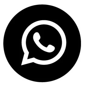 Logotipo de WhatsApp en blanco y negro, con un diseño de burbuja de chat y un teléfono en su interior.