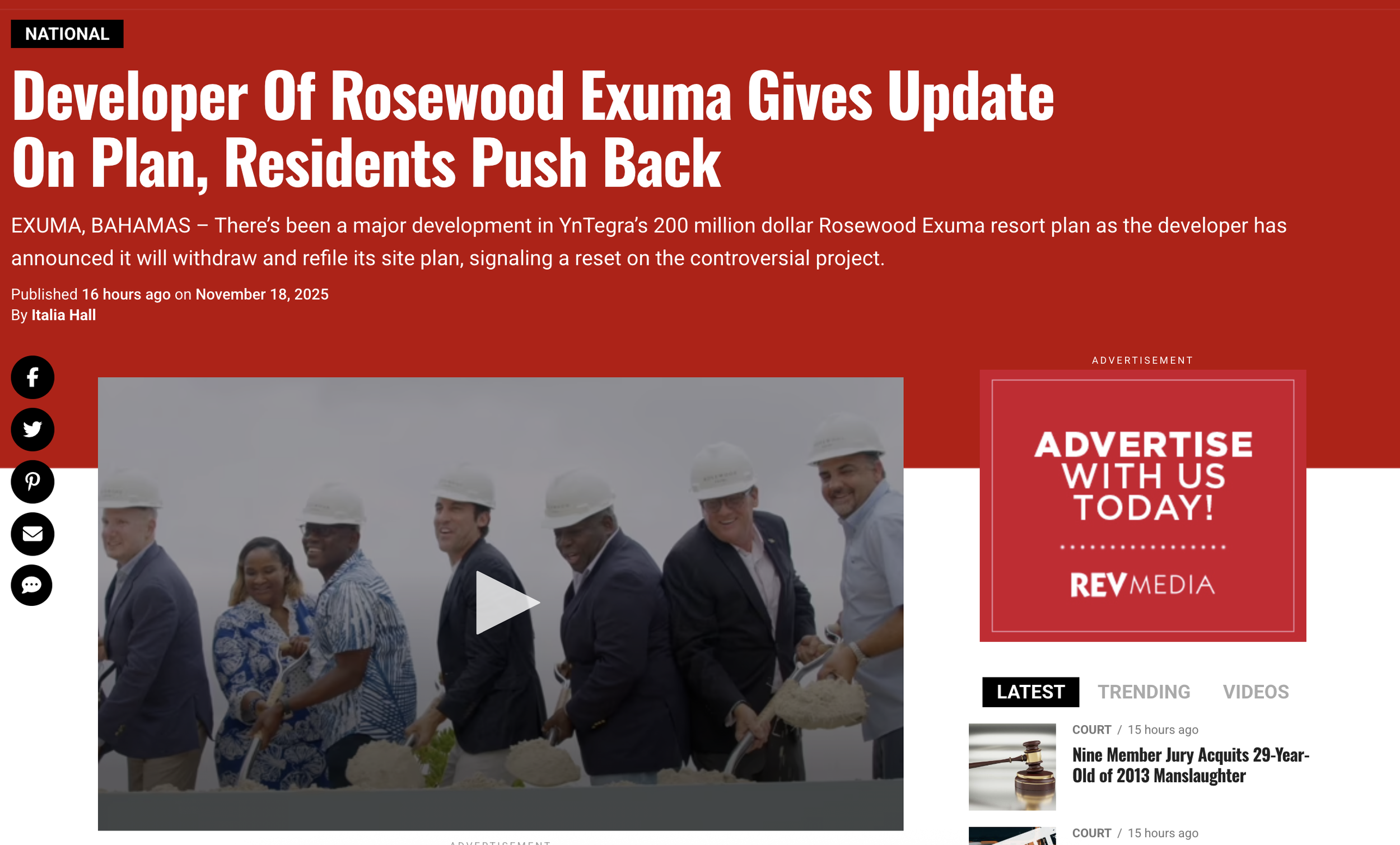Developer Of Rosewood Exuma Gives Update On Plan, Residents Push Back