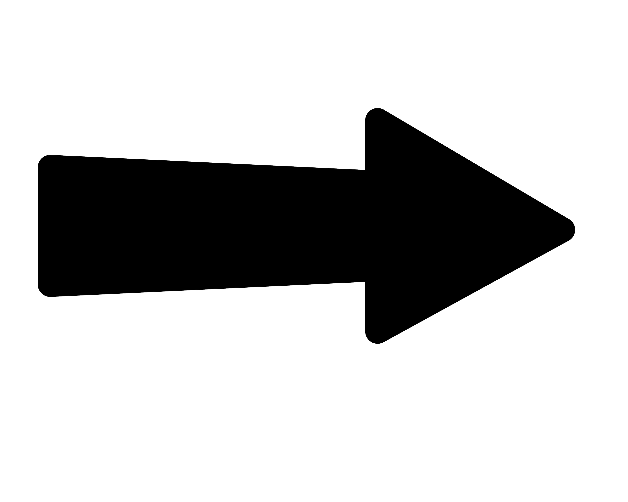 Outline of a rightward pointing arrow with a divided middle section.