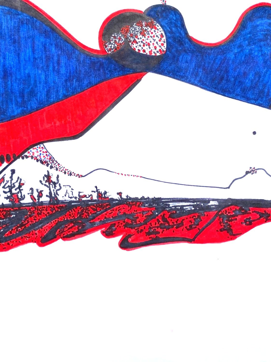 4th of July #1, 2021, Brush pens on paper -
12 x 10 in.