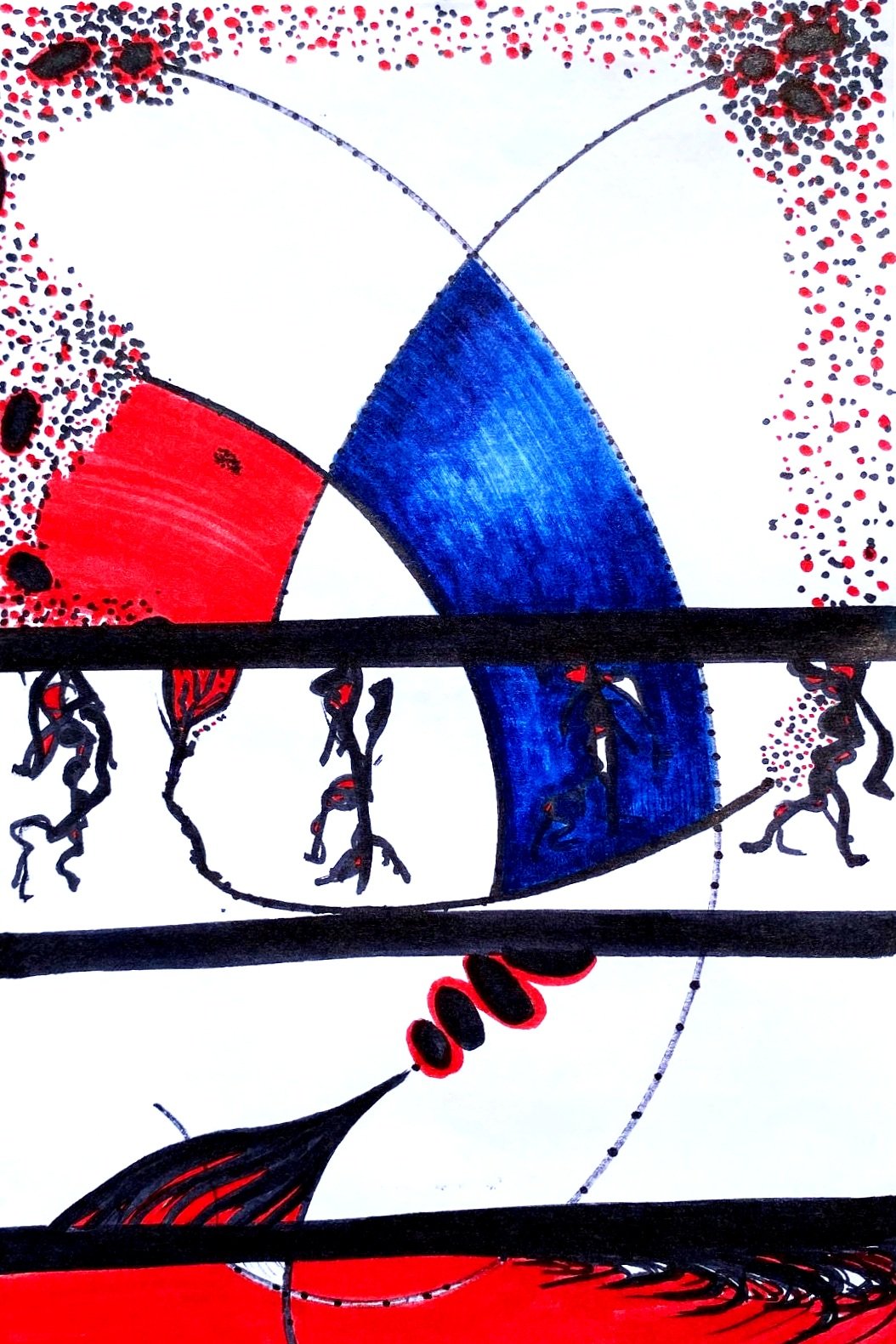 4th of July #2, 2021, Brush pens on paper - 12 x 10 in.