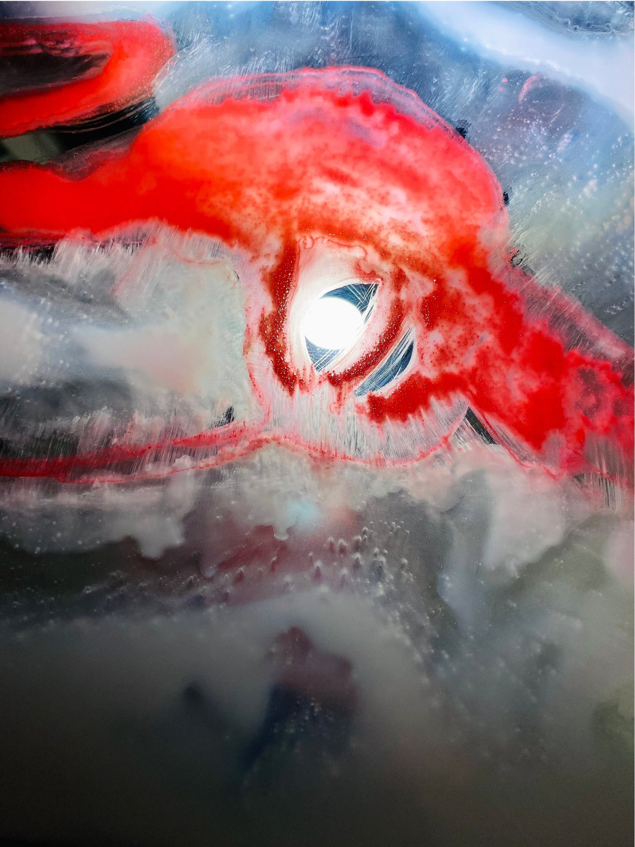 Eye of wisdom, 2021, Natural pigments on plane acrylic mirror - 22 x 21x 23 in.