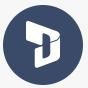 A circular logo with a stylized letter D and a downward pointing arrow inside it, in white on a dark background.