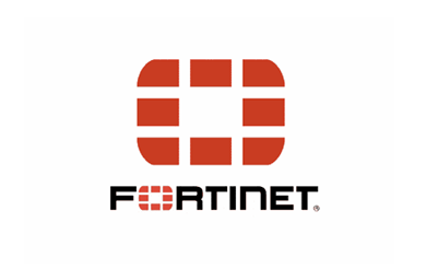 Fortinet logo with a red geometric design and the company name in black.