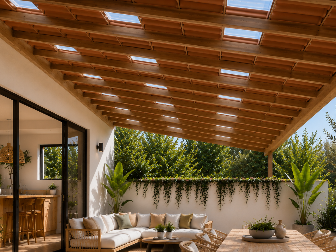 Clear tiles on roof