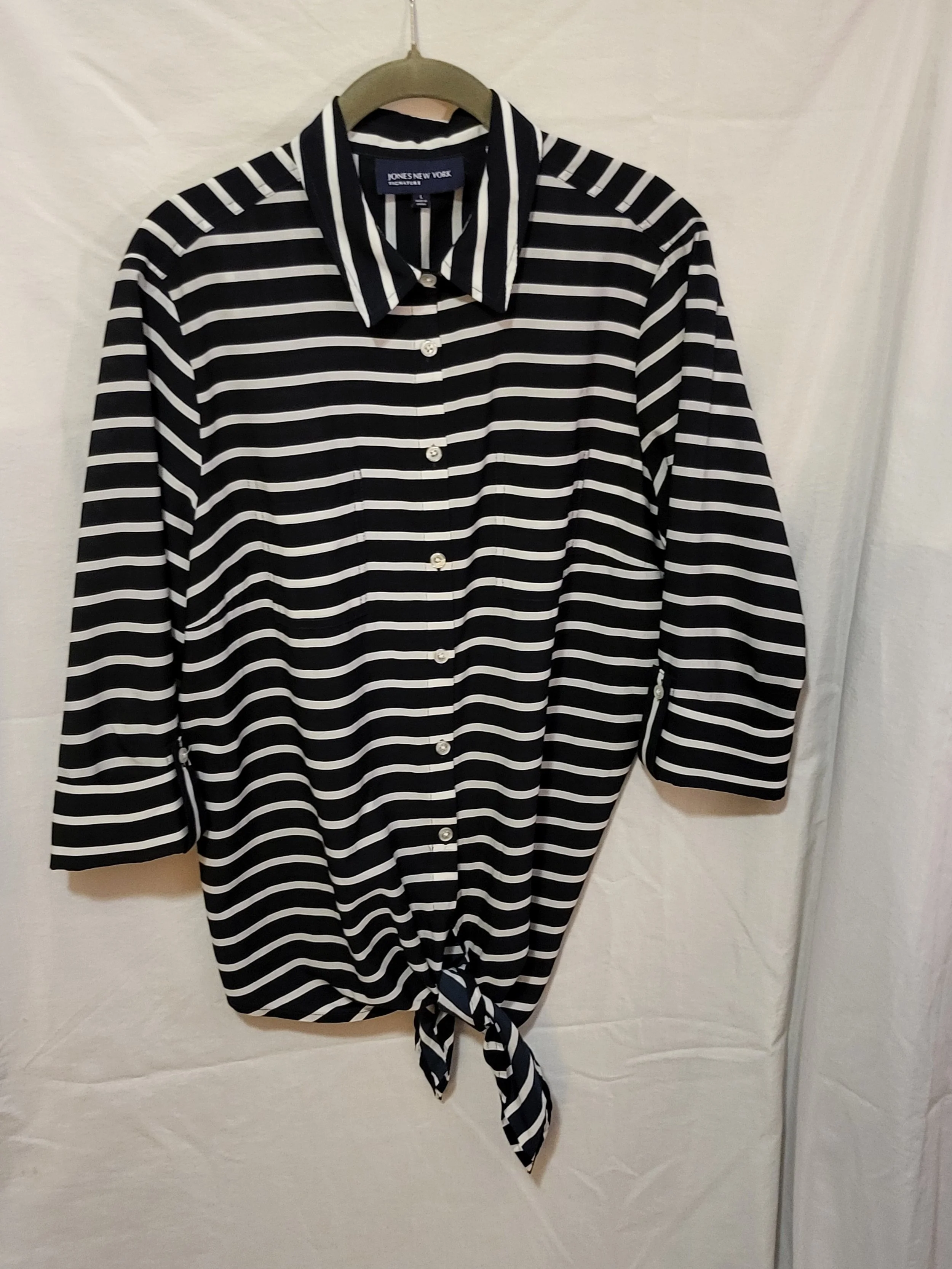 Women's Striped Button Down Shirt- L