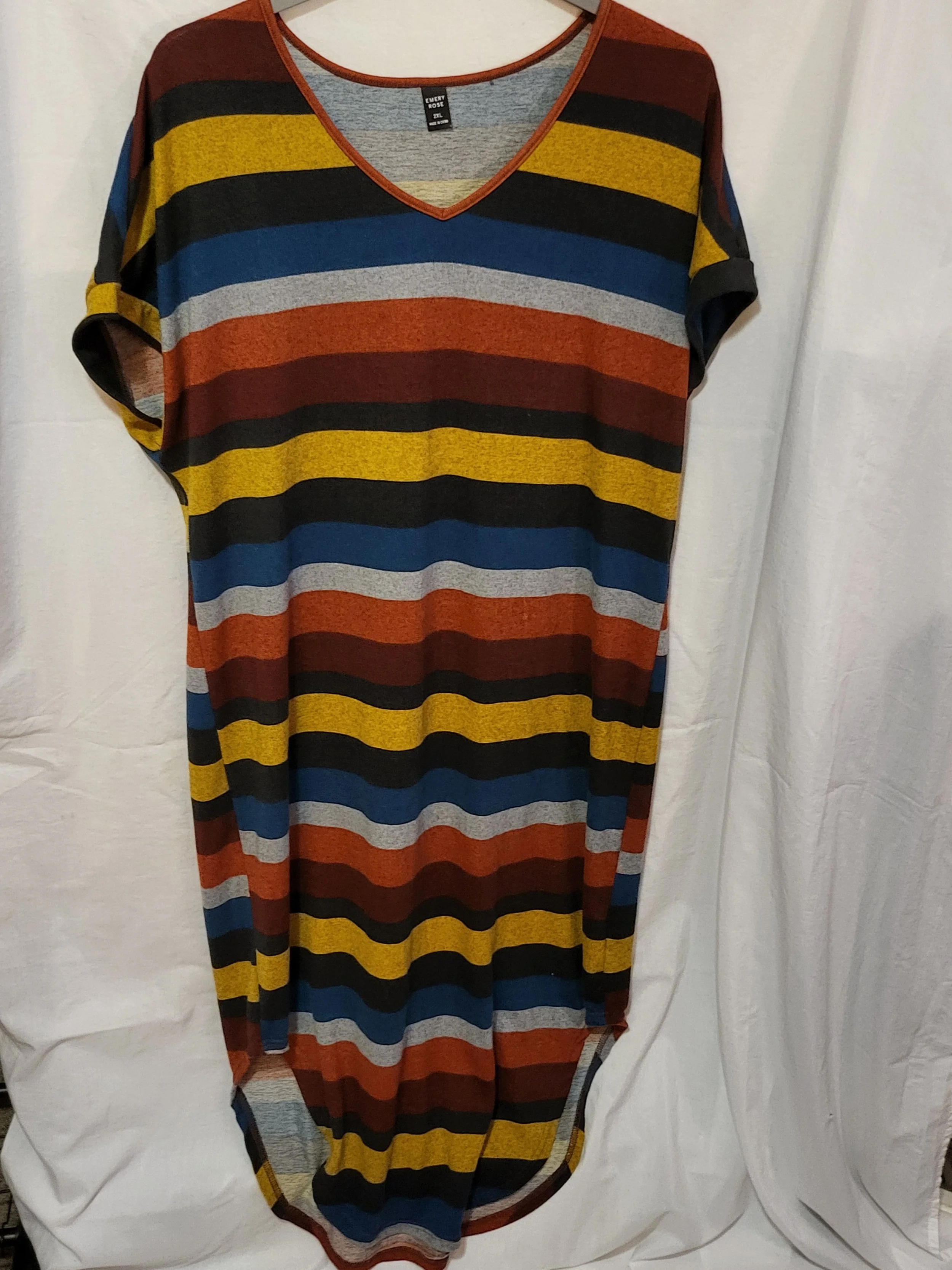 Multicolored Striped Dress- 2XL