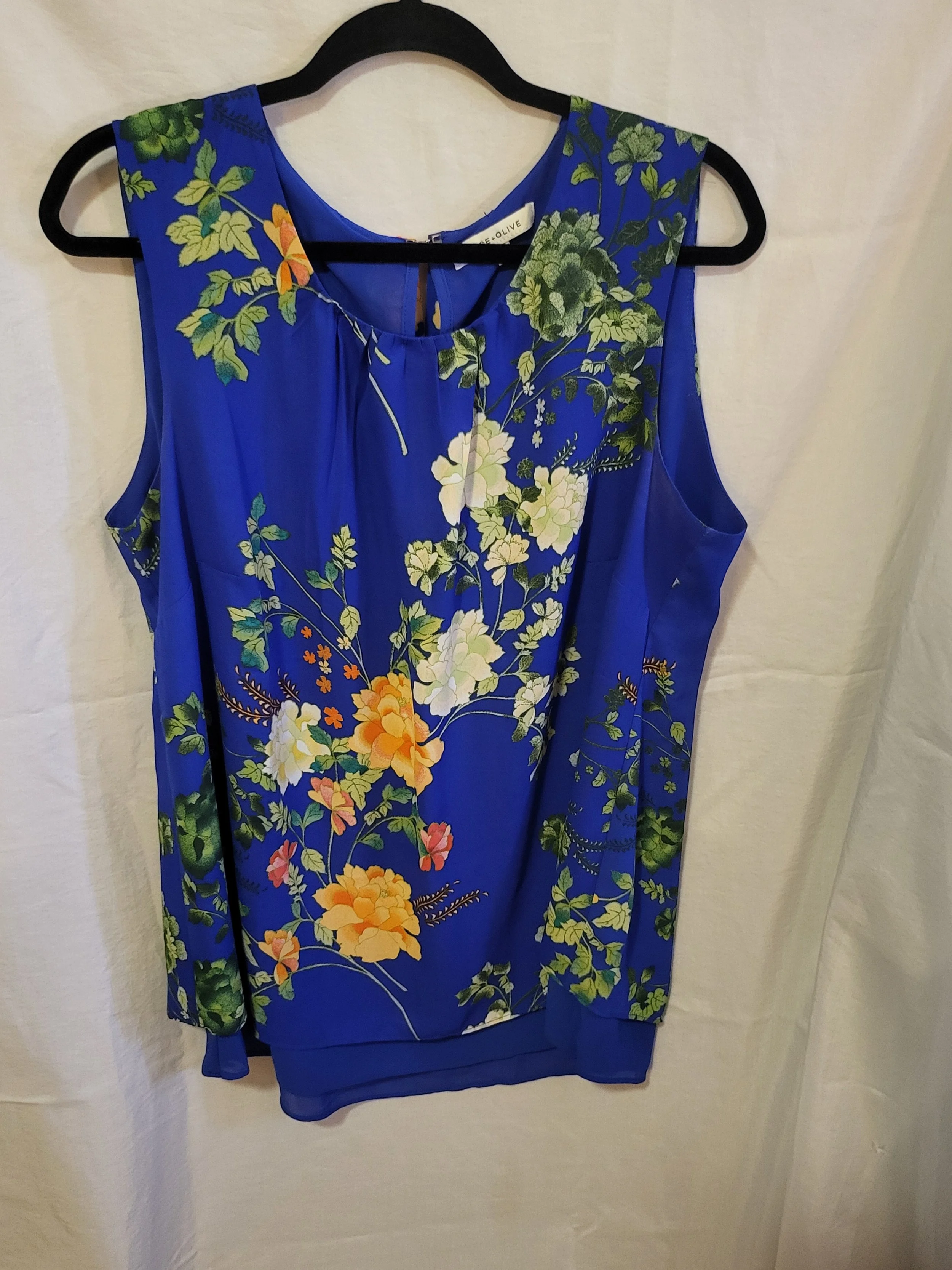 Womens Floral Tank Shirt- 1X