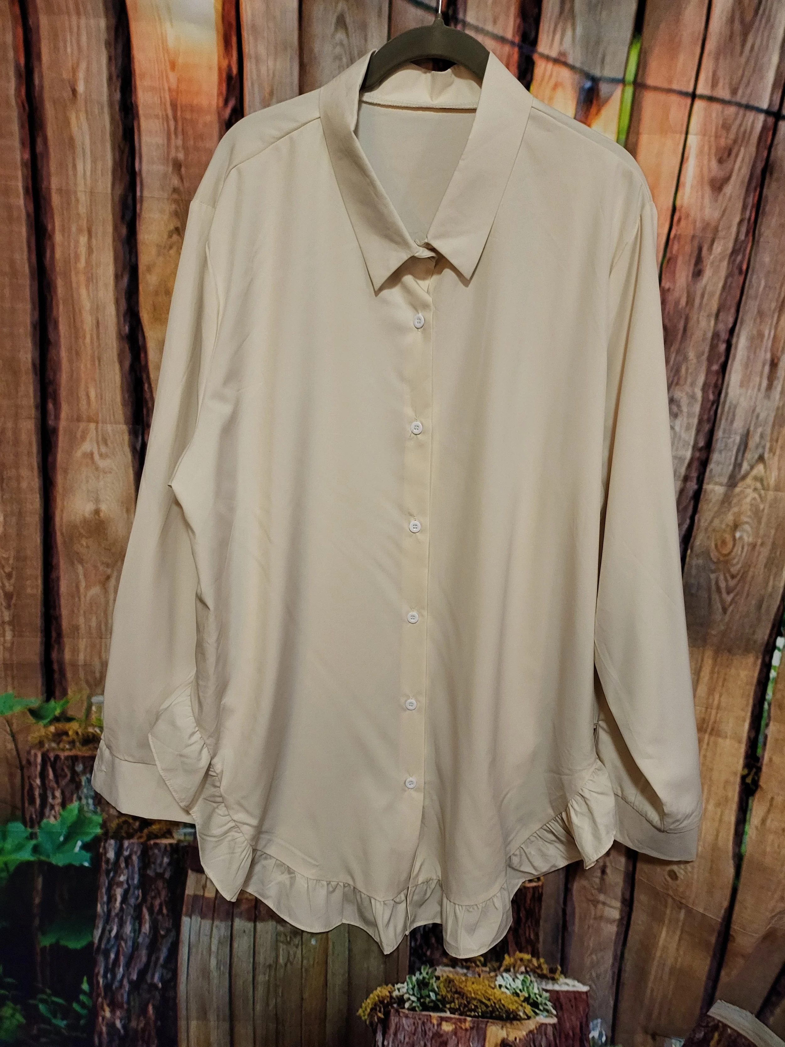 Womens Long Sleeve Button Down Shirt- 3XL