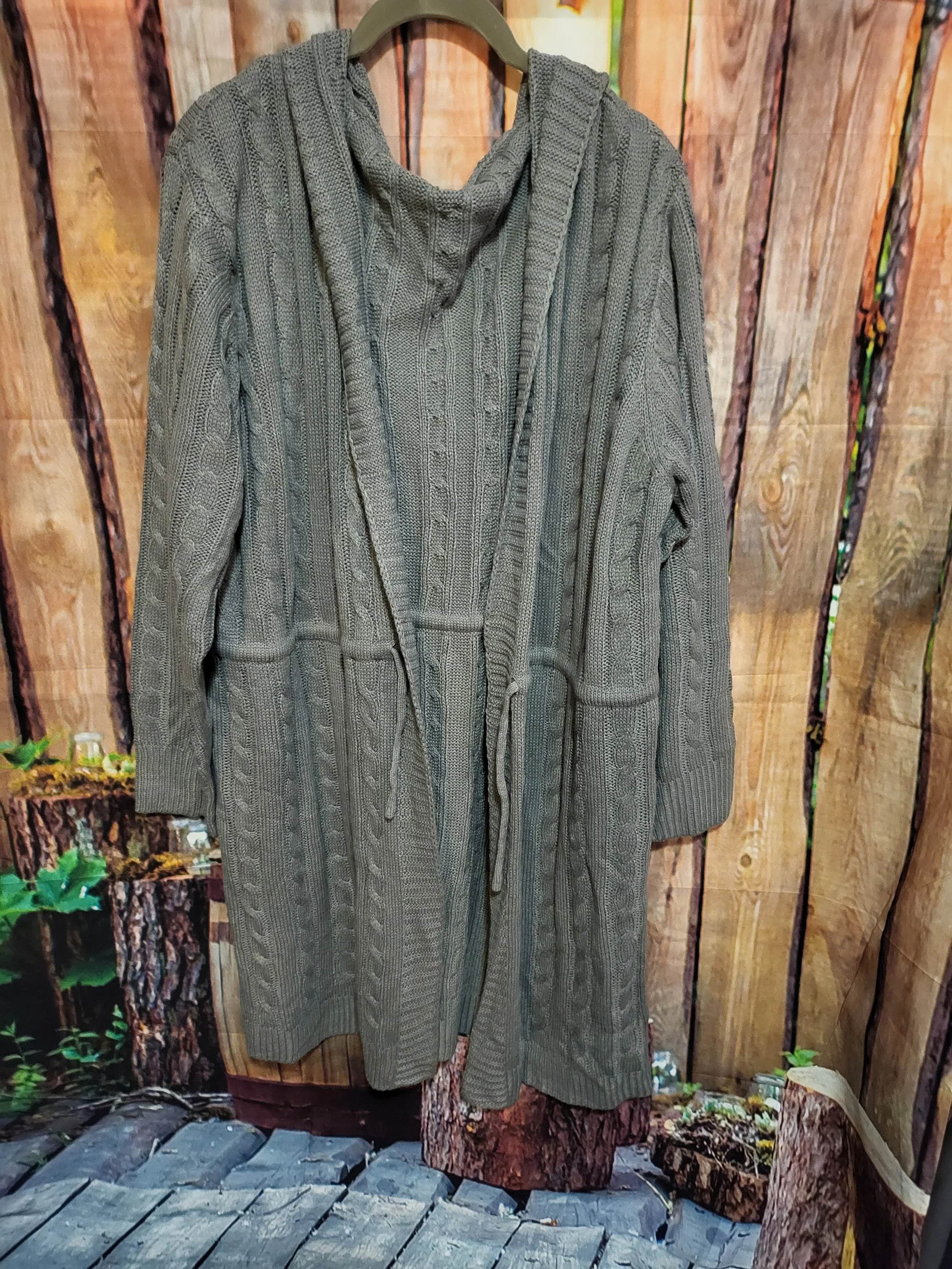 Womens Open Cardigan w/ Waist Tie- 2XL