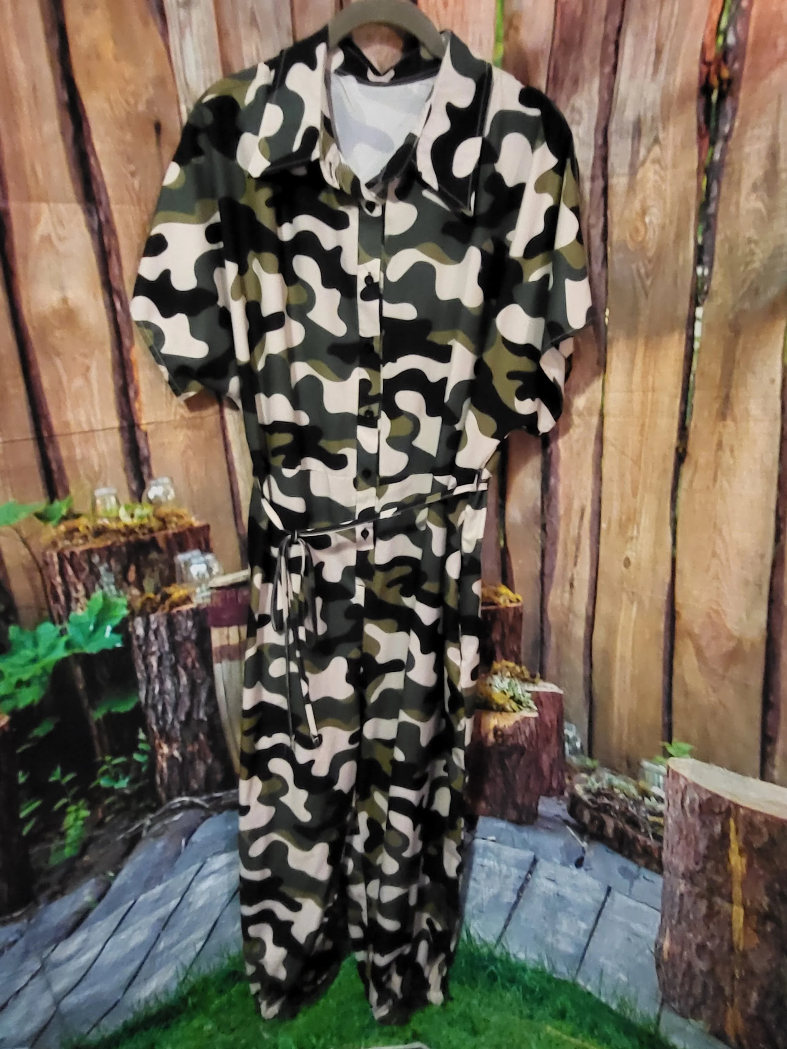 Womens Camoflauge Jumpsuit with Belt- 1XL