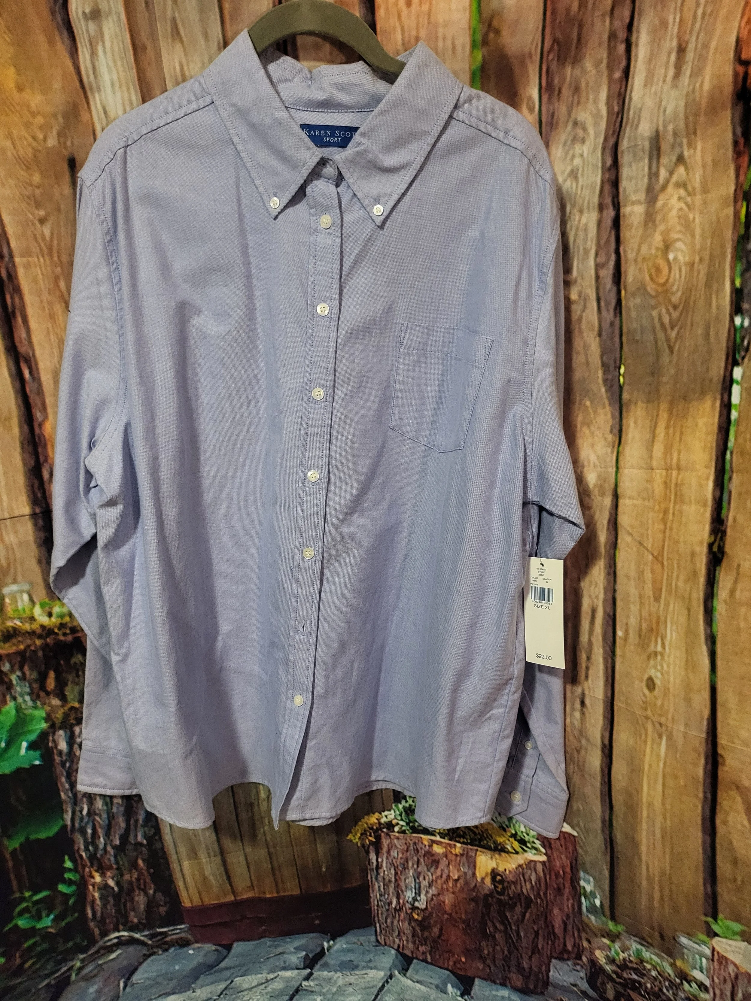 Womens Button Up Blouse-XL