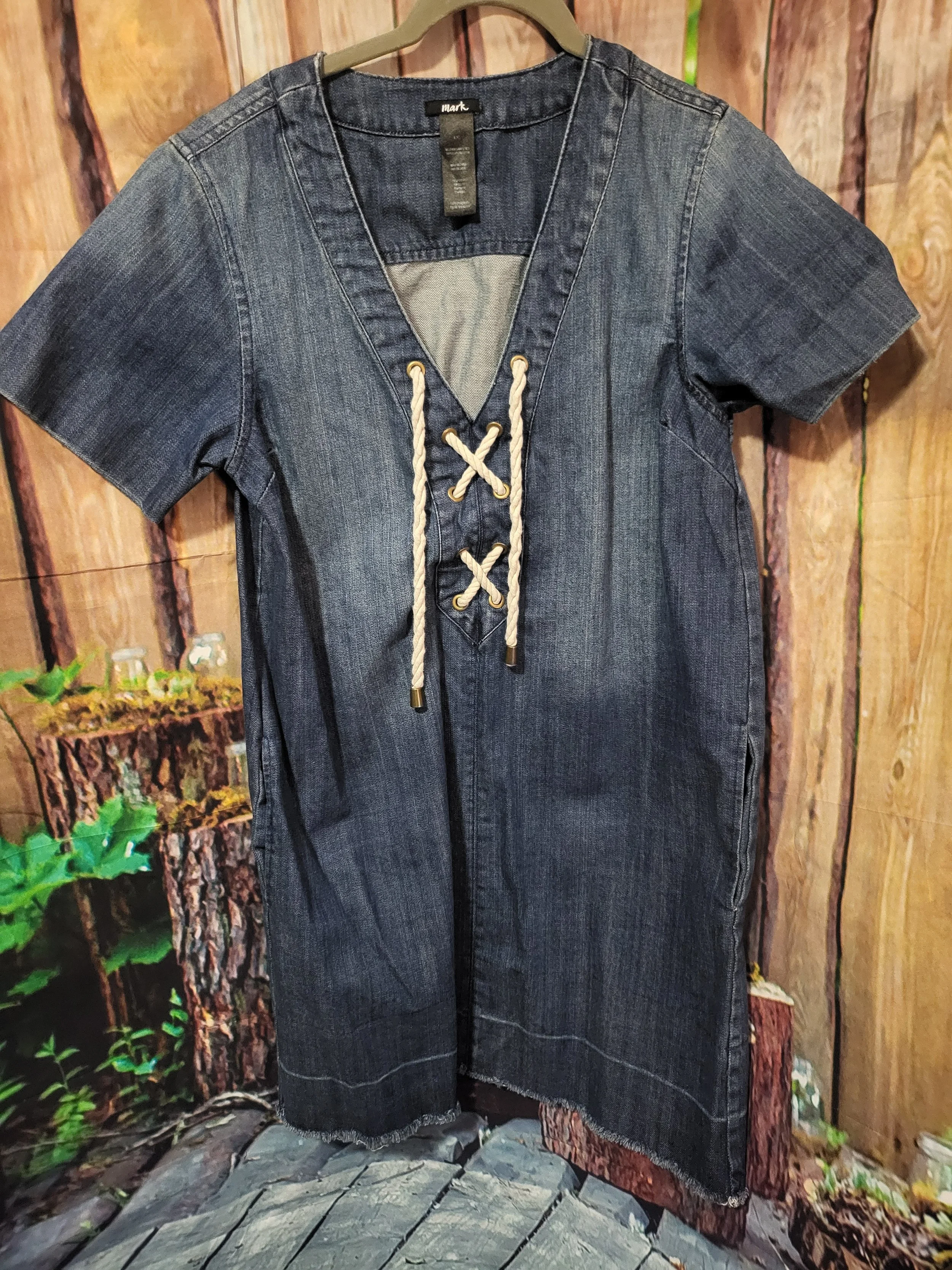 Womens Blue Jean Mini Dress- Large