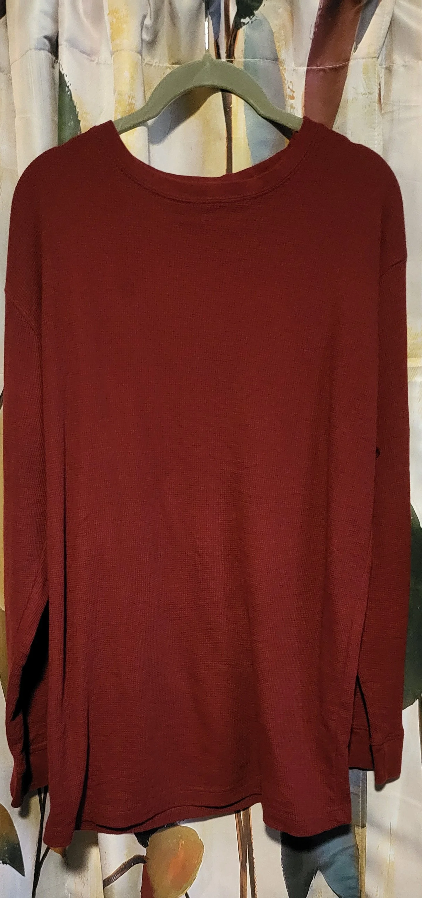 Mens Long Sleeve Henley Shirt- XL