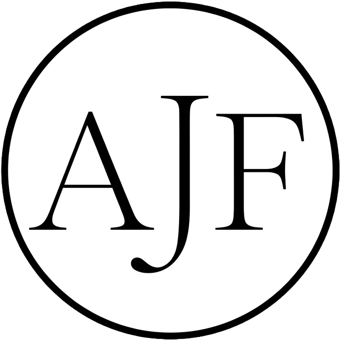 Ann J. Fowler logo as author initials AJF in a monogram circle.