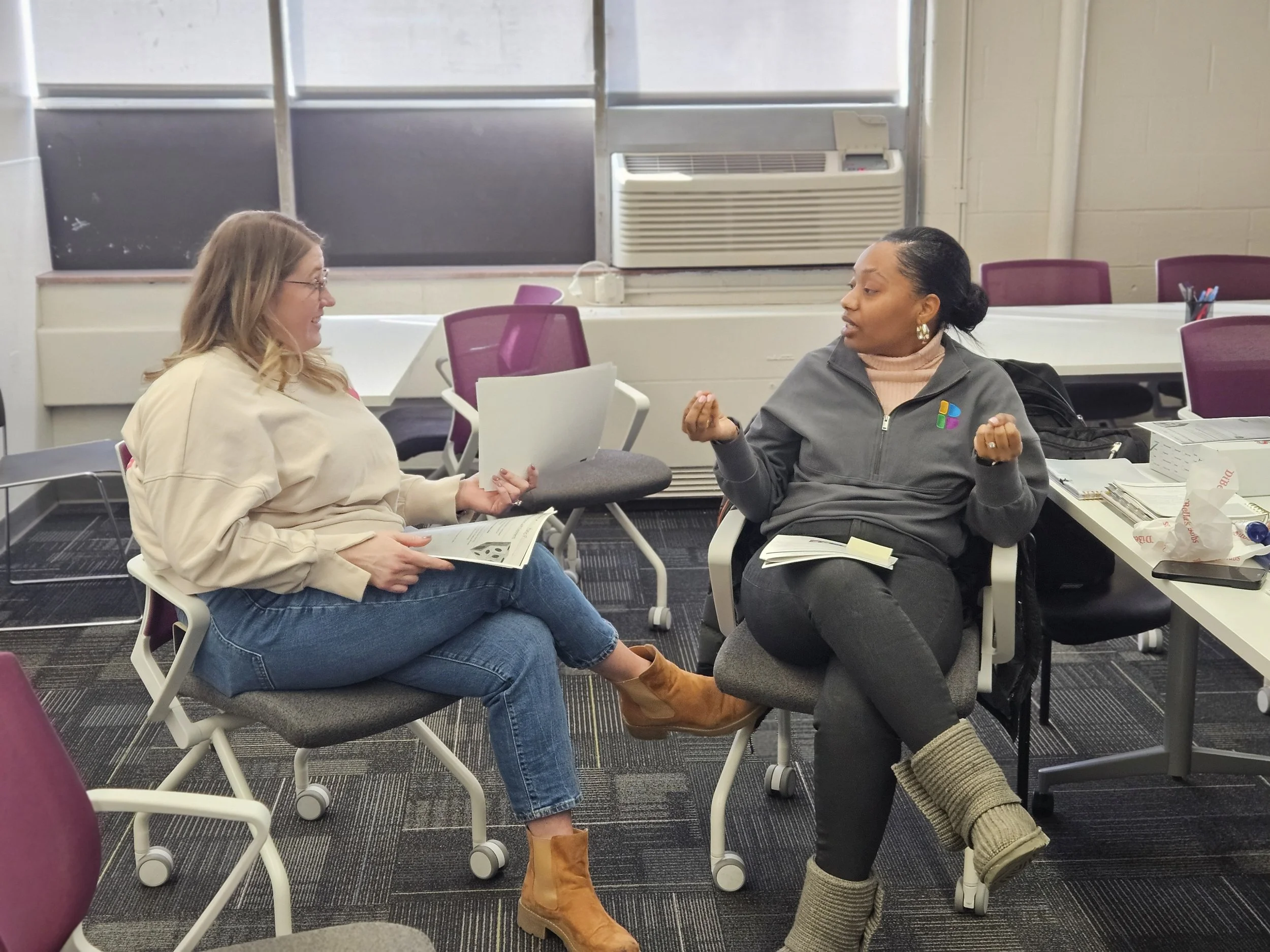 Two women collaborating