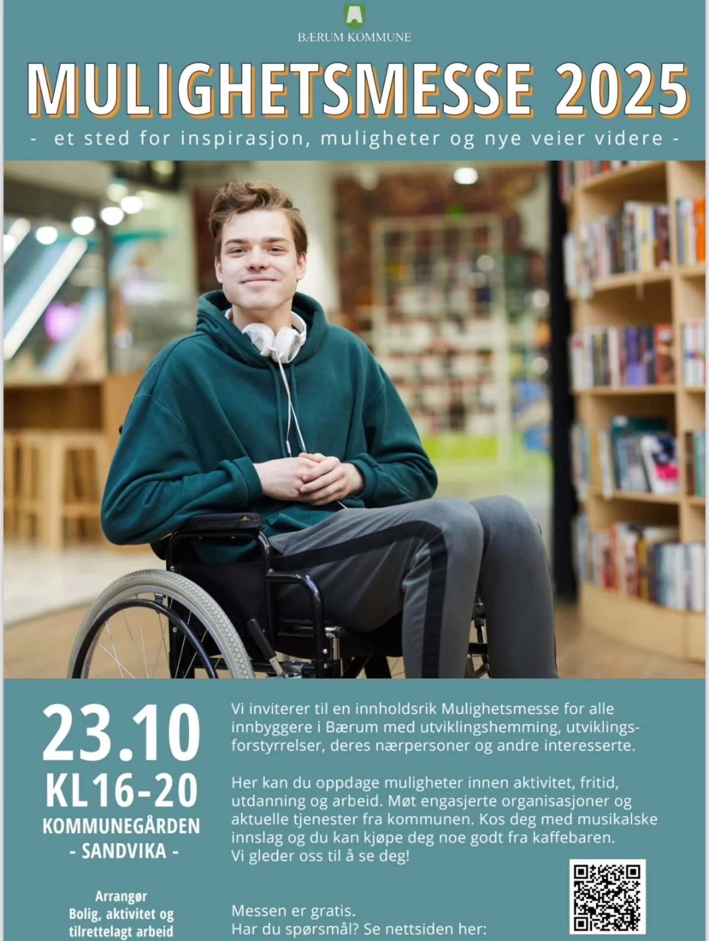 B&aelig;rum kommune inviterer til Mulighetsmesse i kommuneg&aring;rden 23/10, og Aurora Verksted stiller med stand! Vi gleder oss! 
 
Mer informasjon finner du her: 
https://www.baerum.kommune.no/tjenester/helse-og-omsorg/mulighetsmessen-2025/