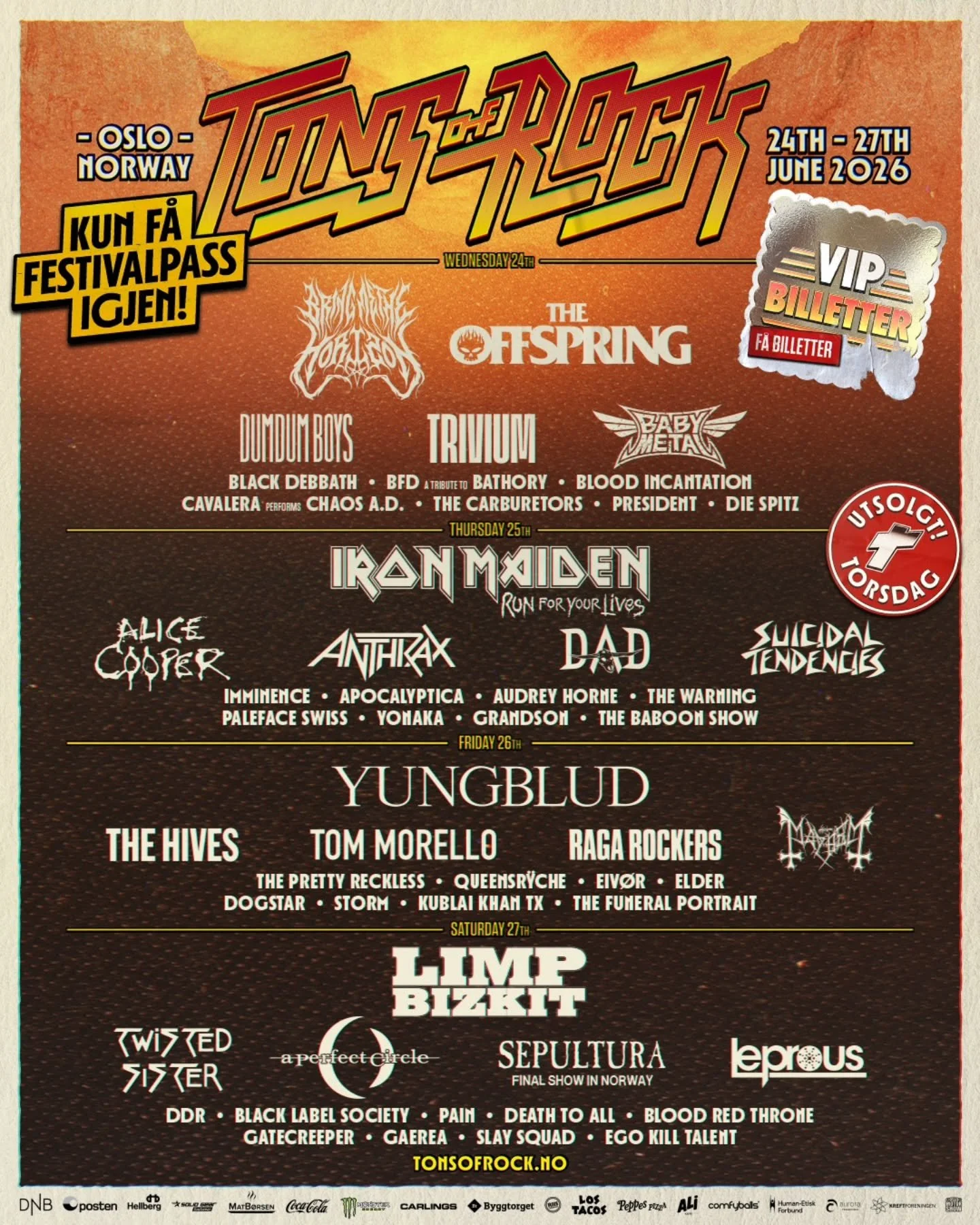 Som stolte samarbeidspartnere med Tons of Rock vil vi gi et lite tips til dere som er litt sent ute med julegavene:

Kj&oslash;p billetter til Tons of Rock 2026! 🤘

Mindre stress med julegaveshoppingen &ndash;og mer rock, for flere!