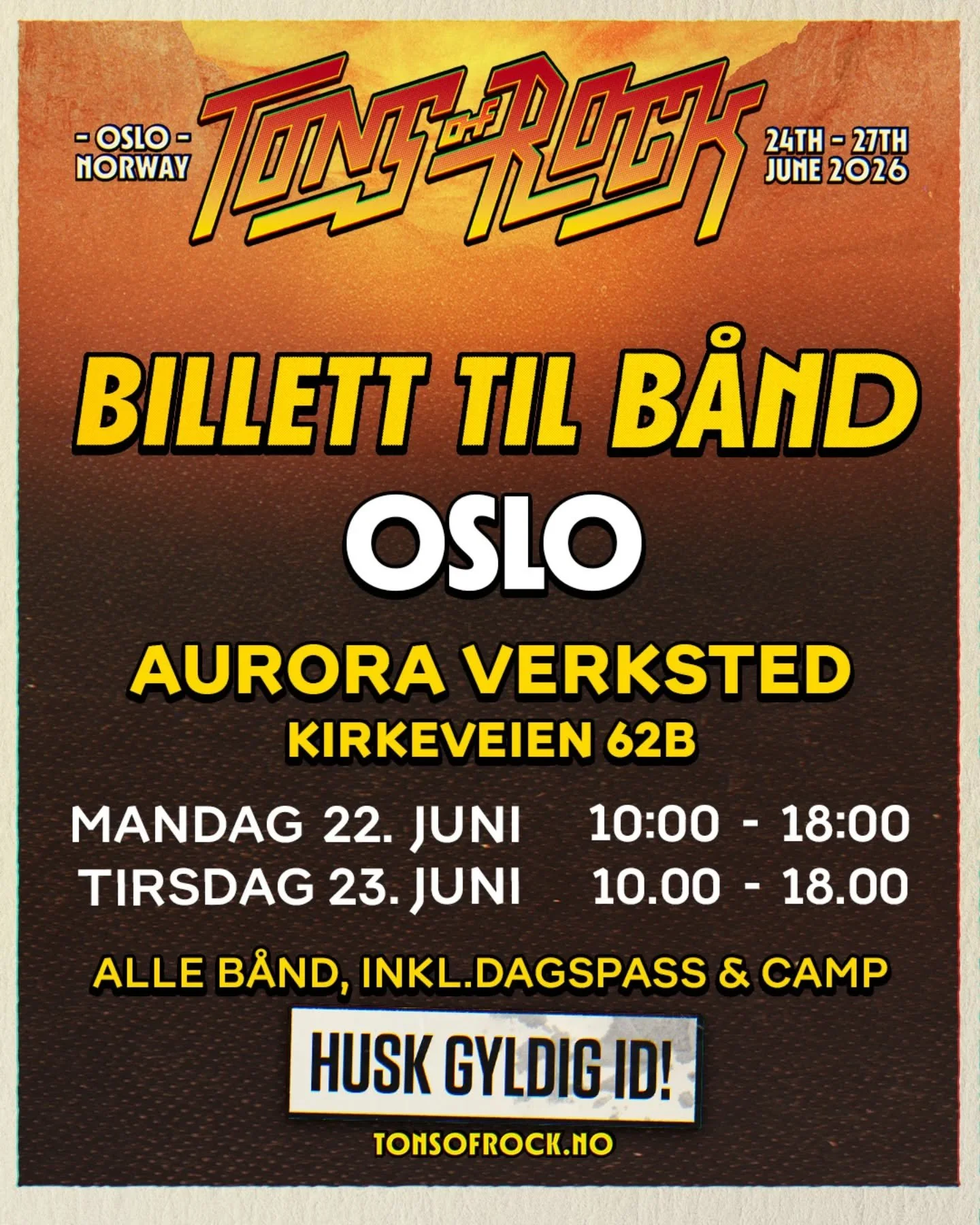 I &aring;r som i fjor kan du bytte billetten din til b&aring;nd i butikken v&aring;r p&aring; Majorstua!

Stikk innom Aurora Verksted butikk, Kirkeveien 62B, dagene f&oslash;r festivalen:
22. juni: 10&ndash;18
23. juni: 10&ndash;18

Vi sees i butikke