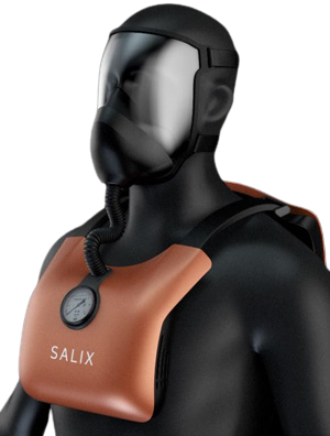 Futuristic mask and chest device for breathing assistance