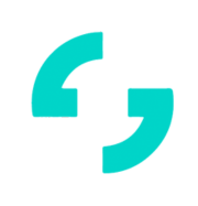 Teal quotation mark symbol on black background
