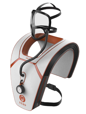 Emergency escape breathing device with mask