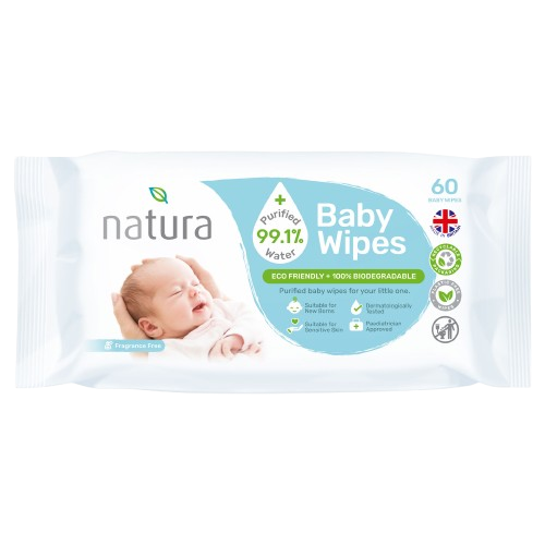 NATURA BABY WIPES PURIFIED WATER
