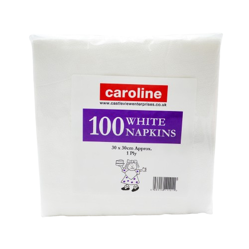 CAROLINE NAPKINS WHITE 1PLY 30X30CM