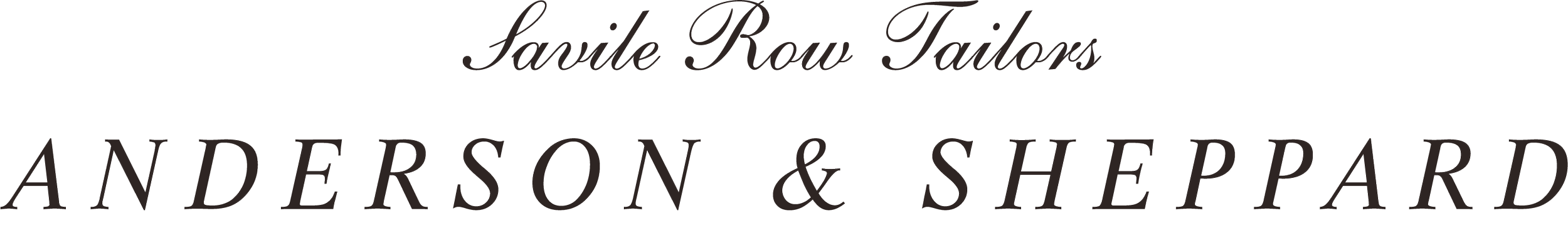 Text that reads 'Savile Row Tailors ANDERSON & SHEPPARD' in elegant script and serif fonts.