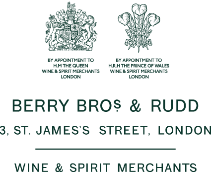Wine and spirit merchant logos and text for Berry Bros. & Rudd, London, with addresses and official emblems.