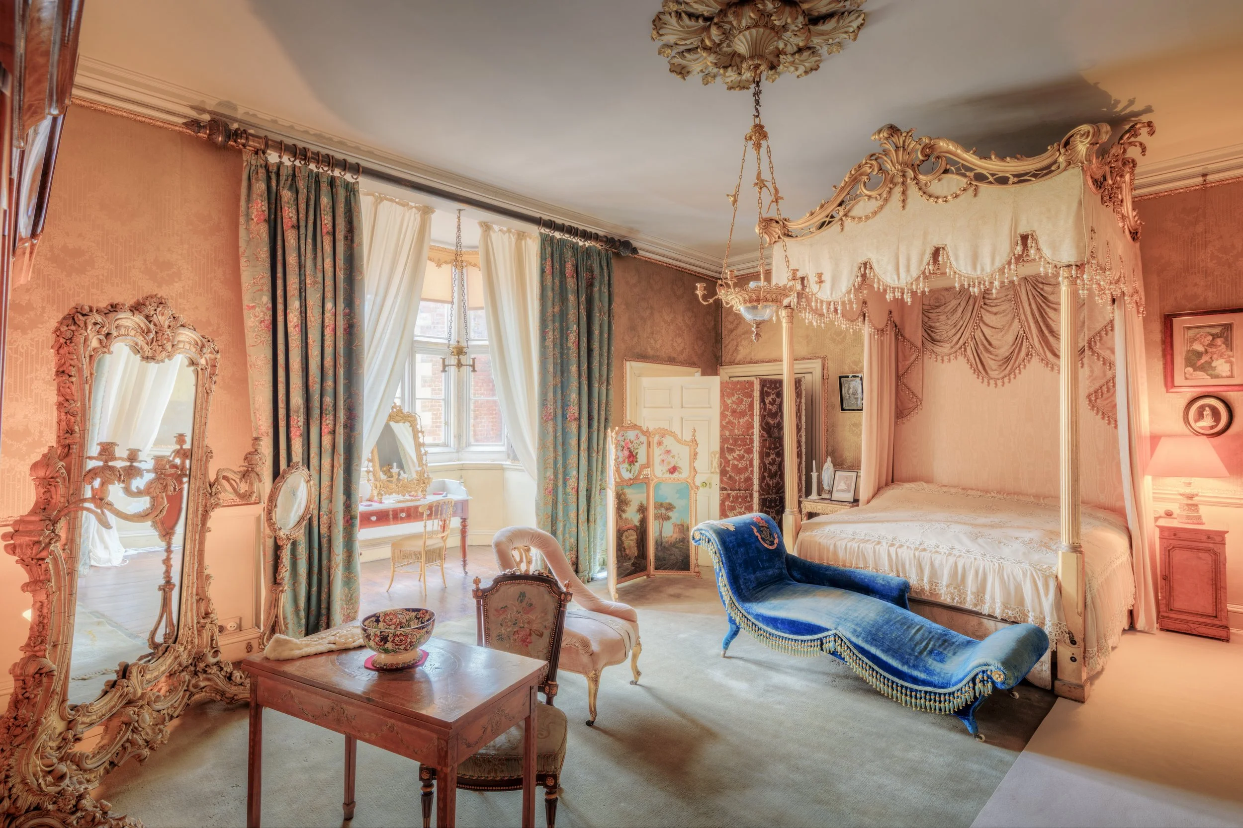 Burton Constable Hall - Gold Bedroom, Hull, England, UK.