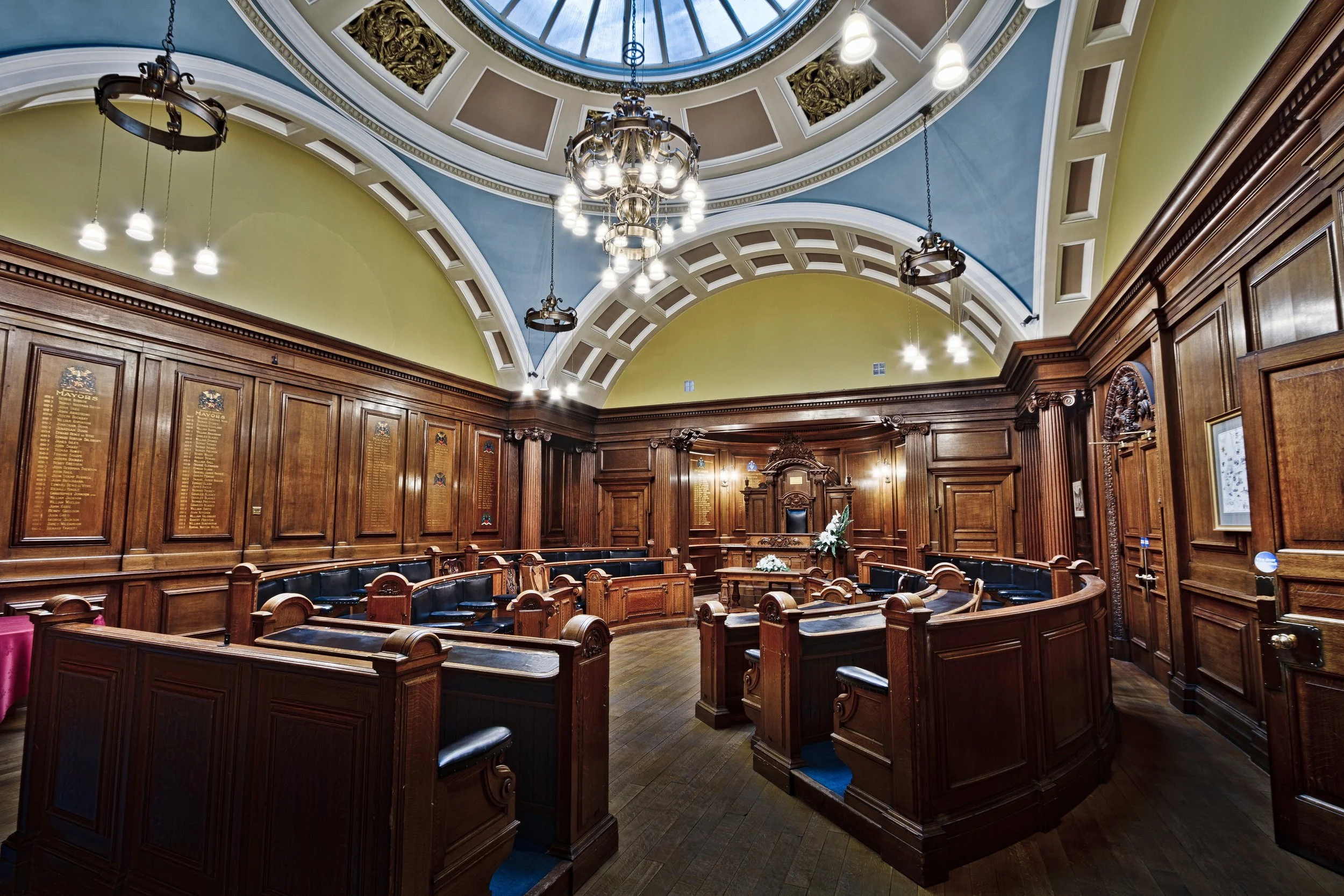 Lancaster Town Hall - Council Chamber, Lancaster, England, UK.