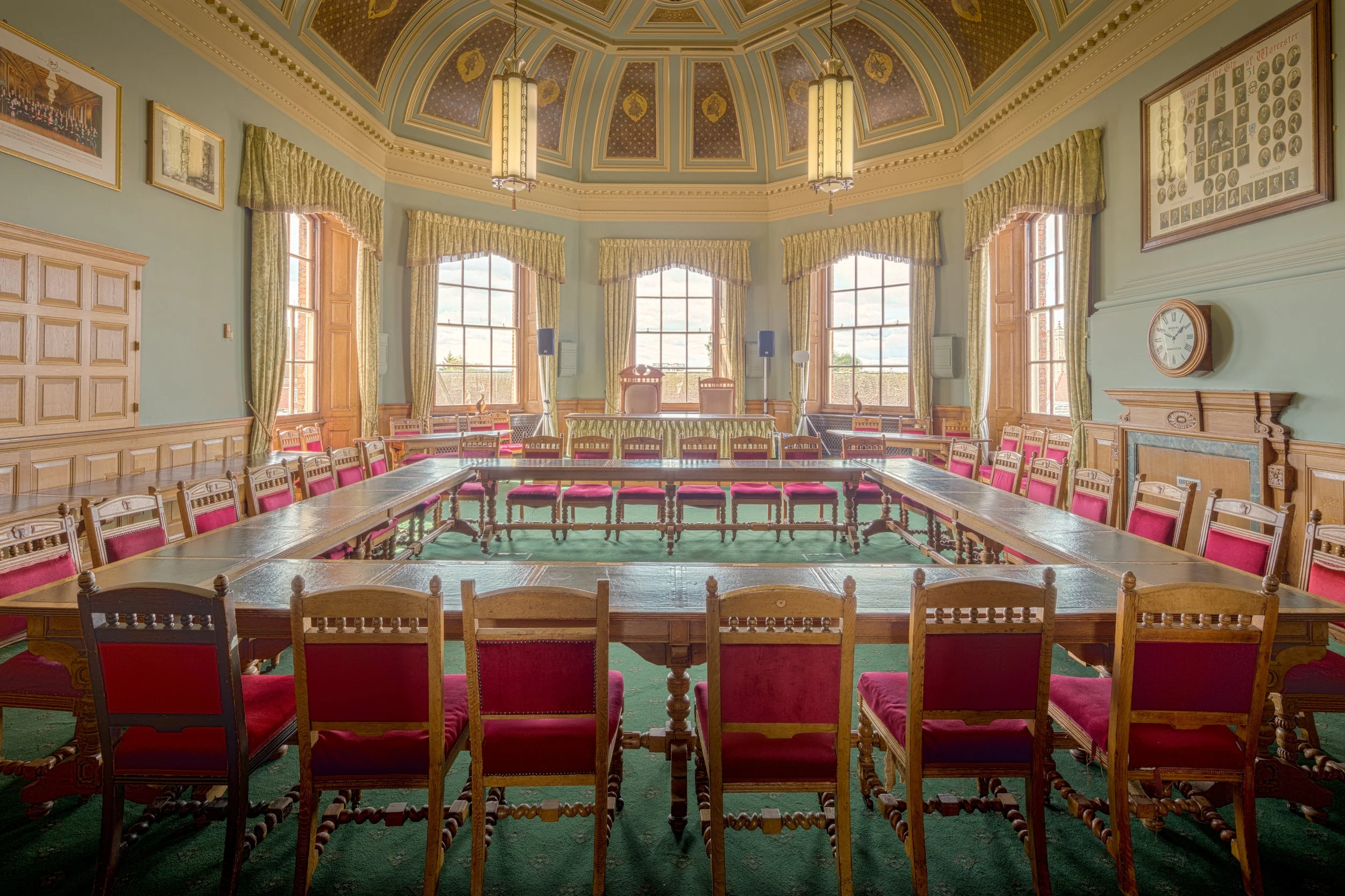 Worcester Guildhall - Council Chamber, Worcester, England, UK.