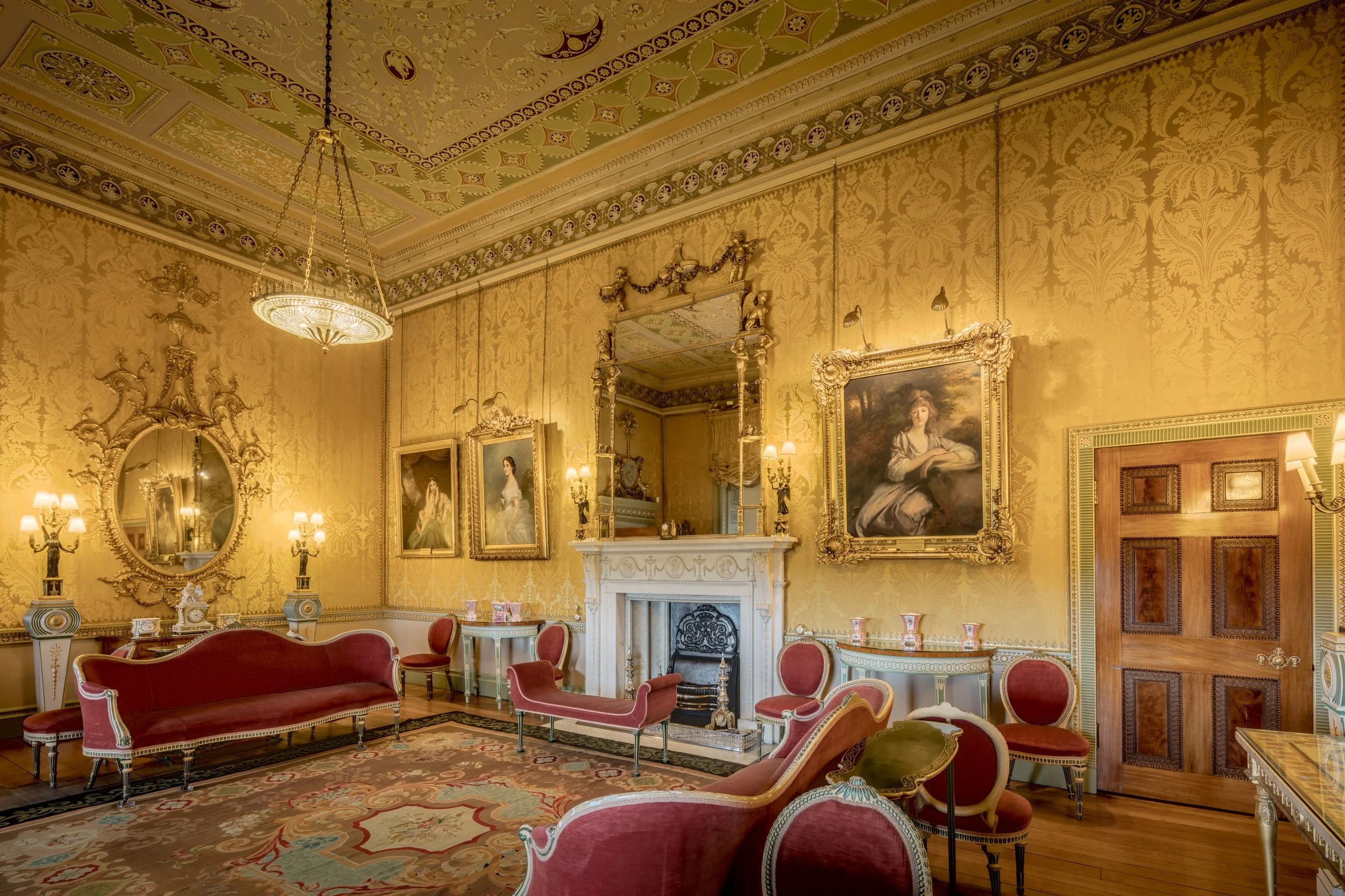 Harewood House - The Yellow Drawing Room, Leeds, England, UK.