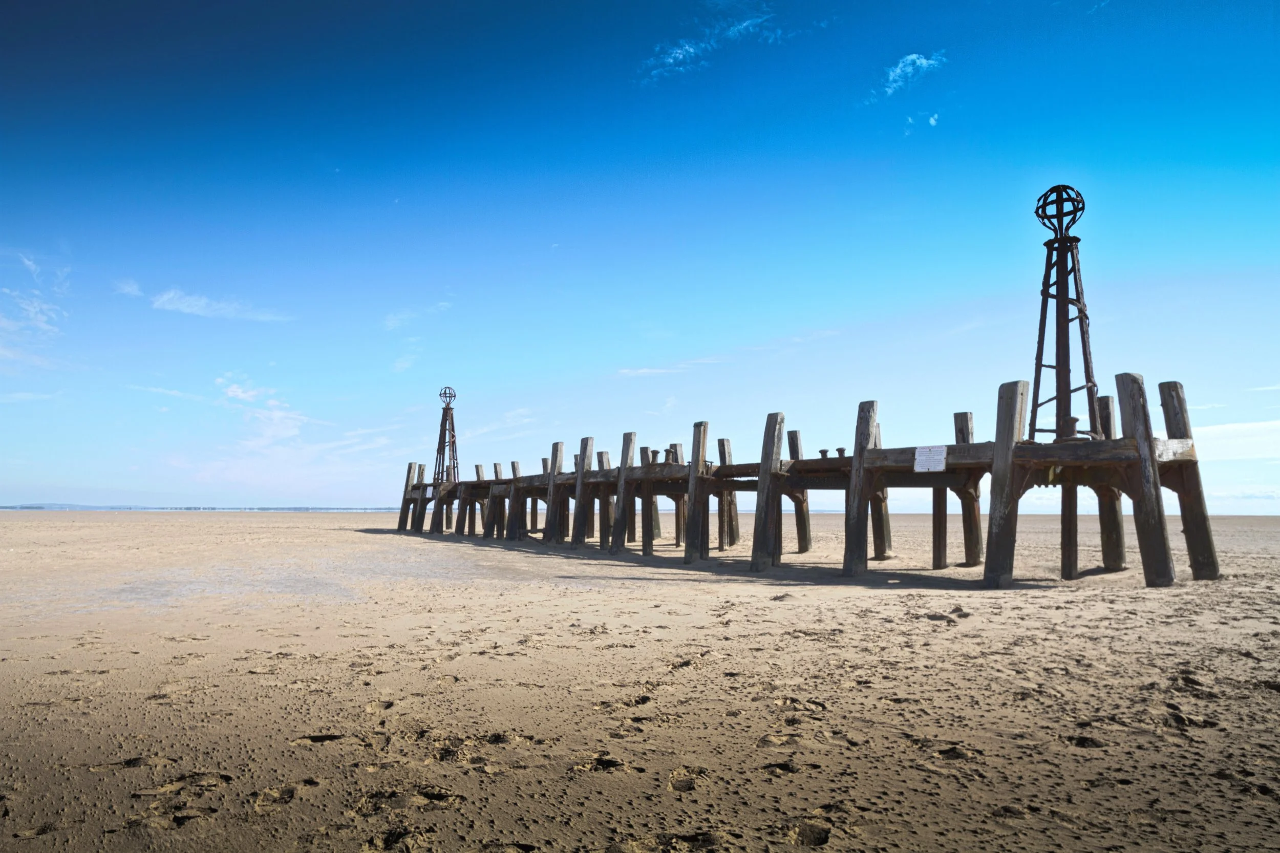 Remains of St Annes Pier Landing Jetty, St Annes, England, UK.