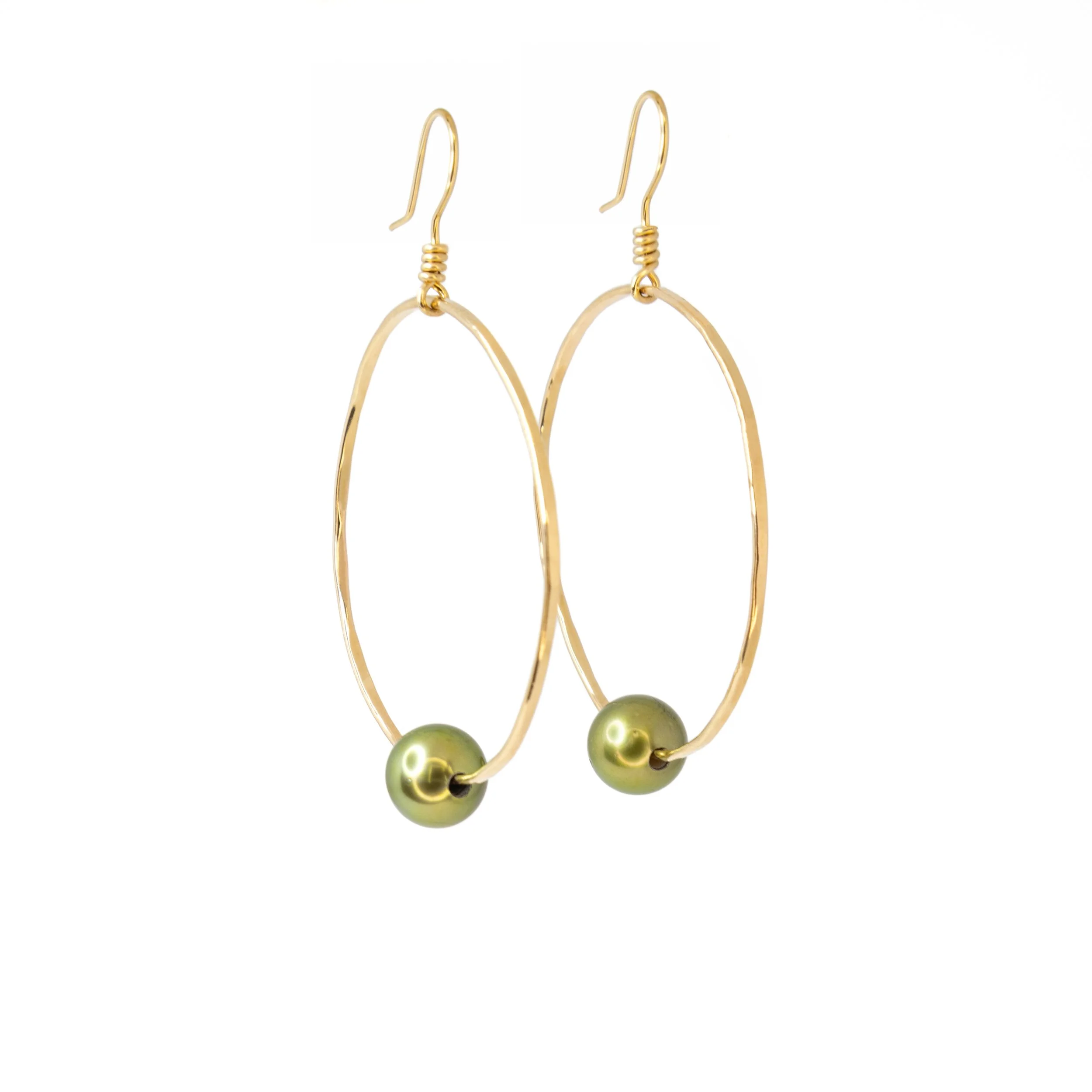 Pistachio Pearl Hoops