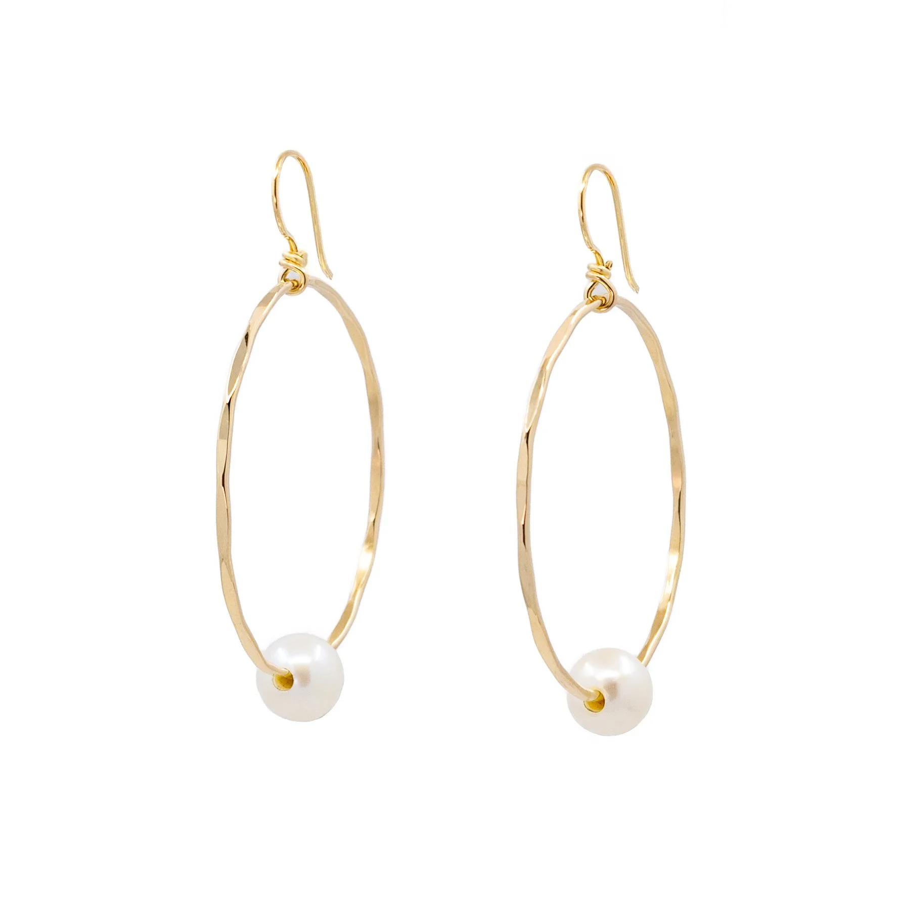 White Pearl Hoop Earrings