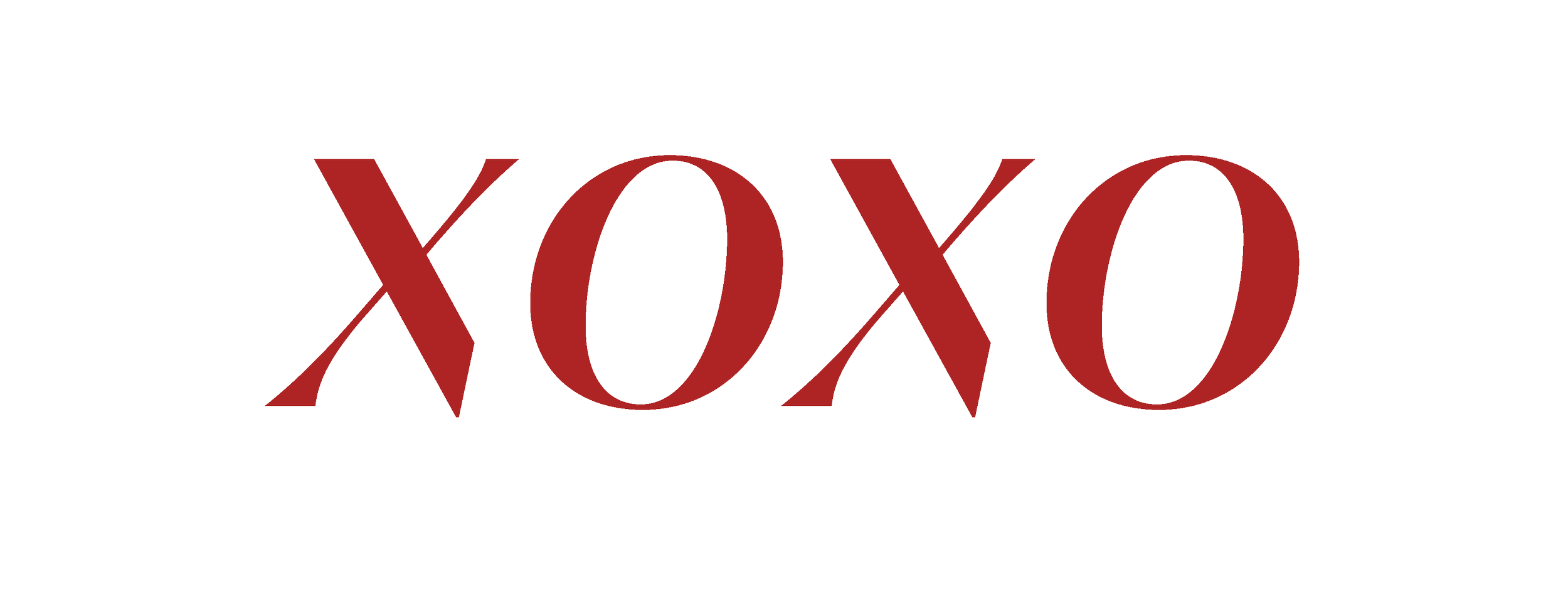Red text spelling 'XOXO' on a black background.